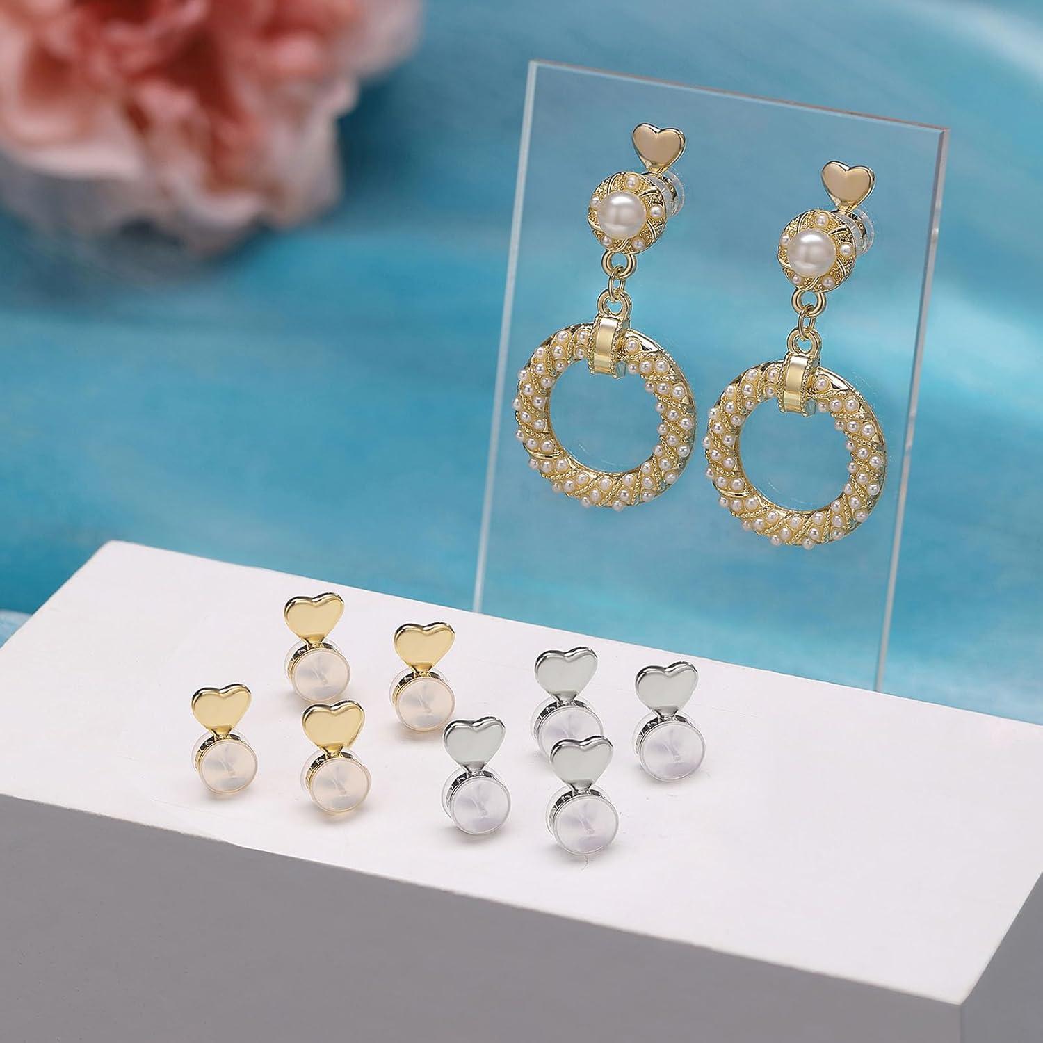 Soportes de Pendientes de Silicona Kerryjewl - 3 Pares Plata