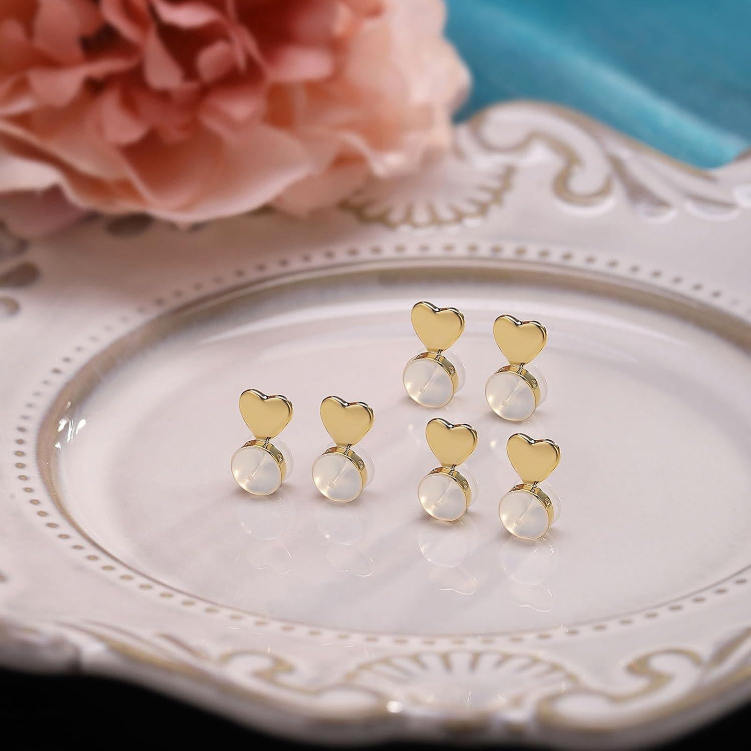 Soportes de Pendientes de Silicona Kerryjewl - 3 Pares Plata