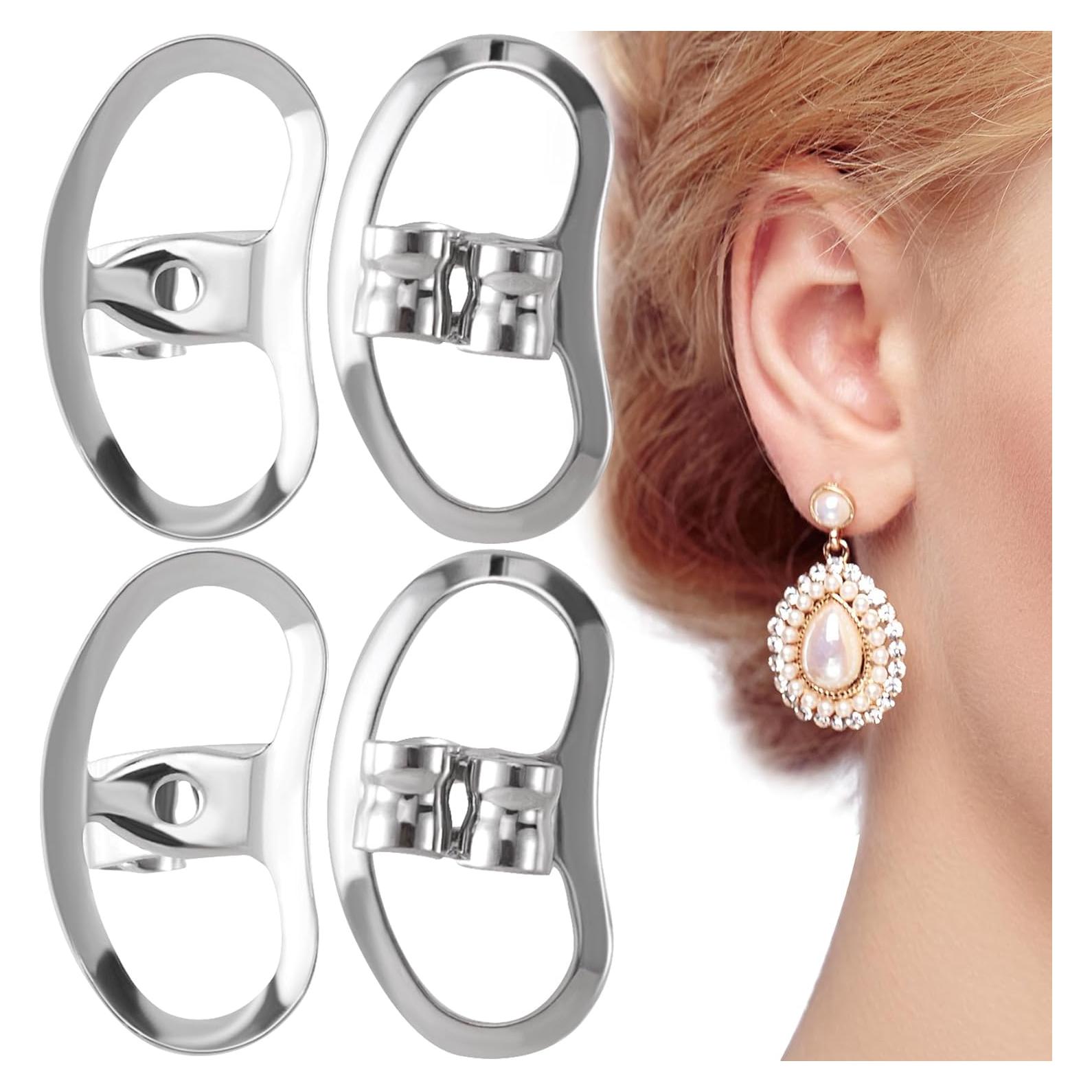 Respaldos de Aretes Isslly 2 Pares Oro Blanco para Orejas Caídas