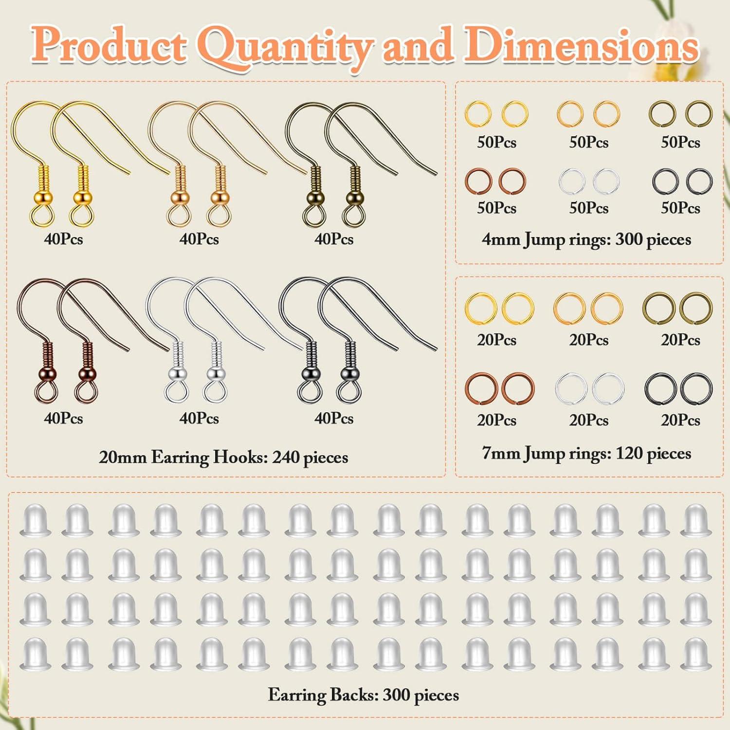 Kit de Suministros para Hacer Pendientes Cridoz 960PCS Multicolores