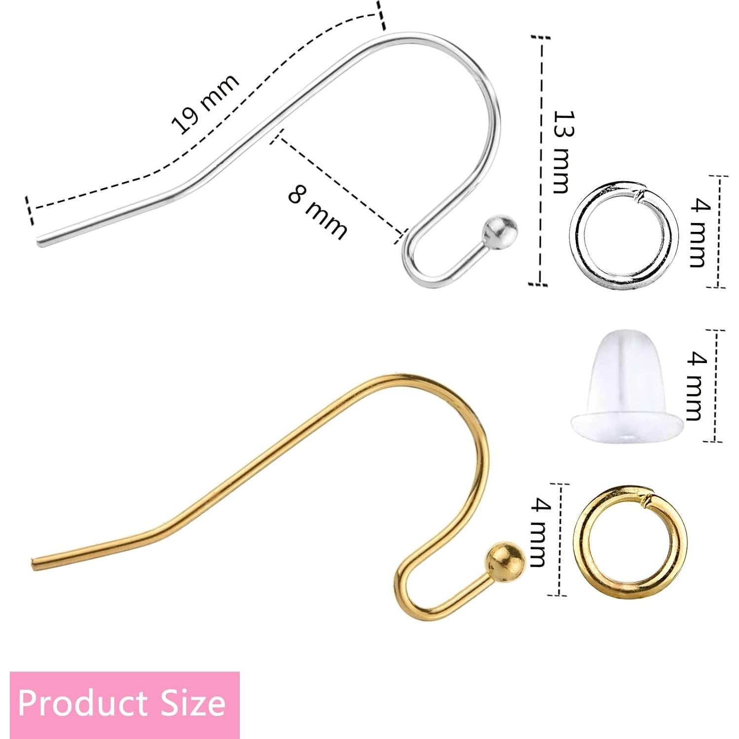 Kit de Ganchos para Pendientes VIW - 600 Piezas Plata y Oro