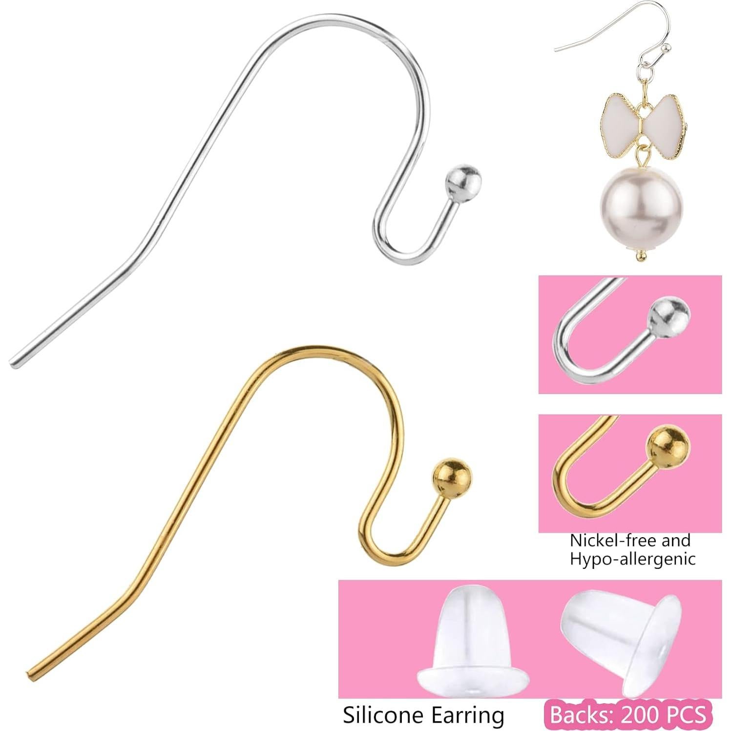 Kit de Ganchos para Pendientes VIW - 600 Piezas Plata y Oro