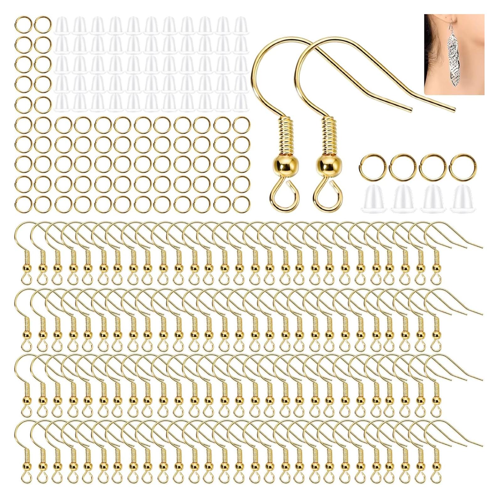 Kit de Ganchos para Pendientes Hipoalergénicos 600 Piezas Dorado
