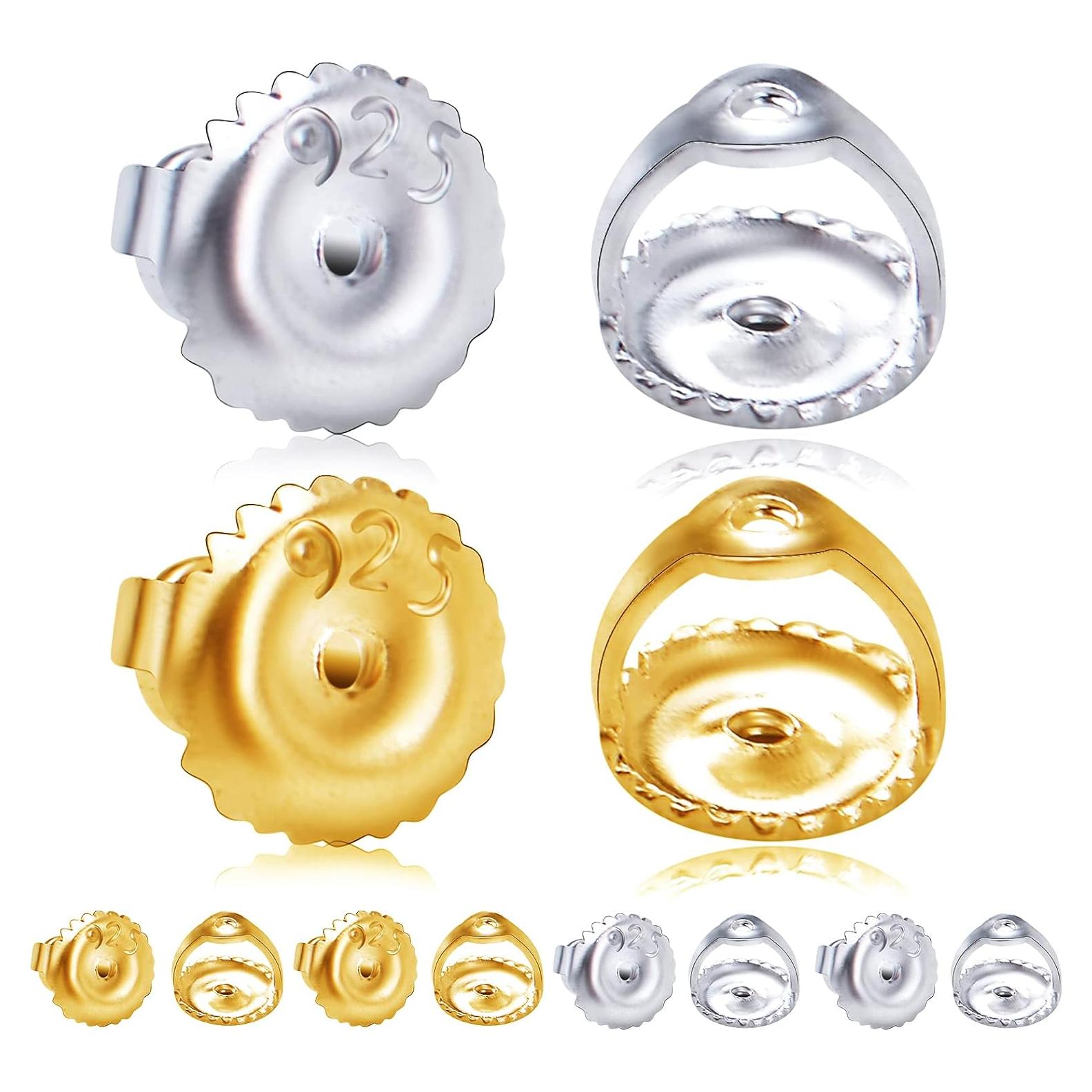 12 Respaldo de Aretes con Tornillo Hmjpng Oro 18K y Plata 925