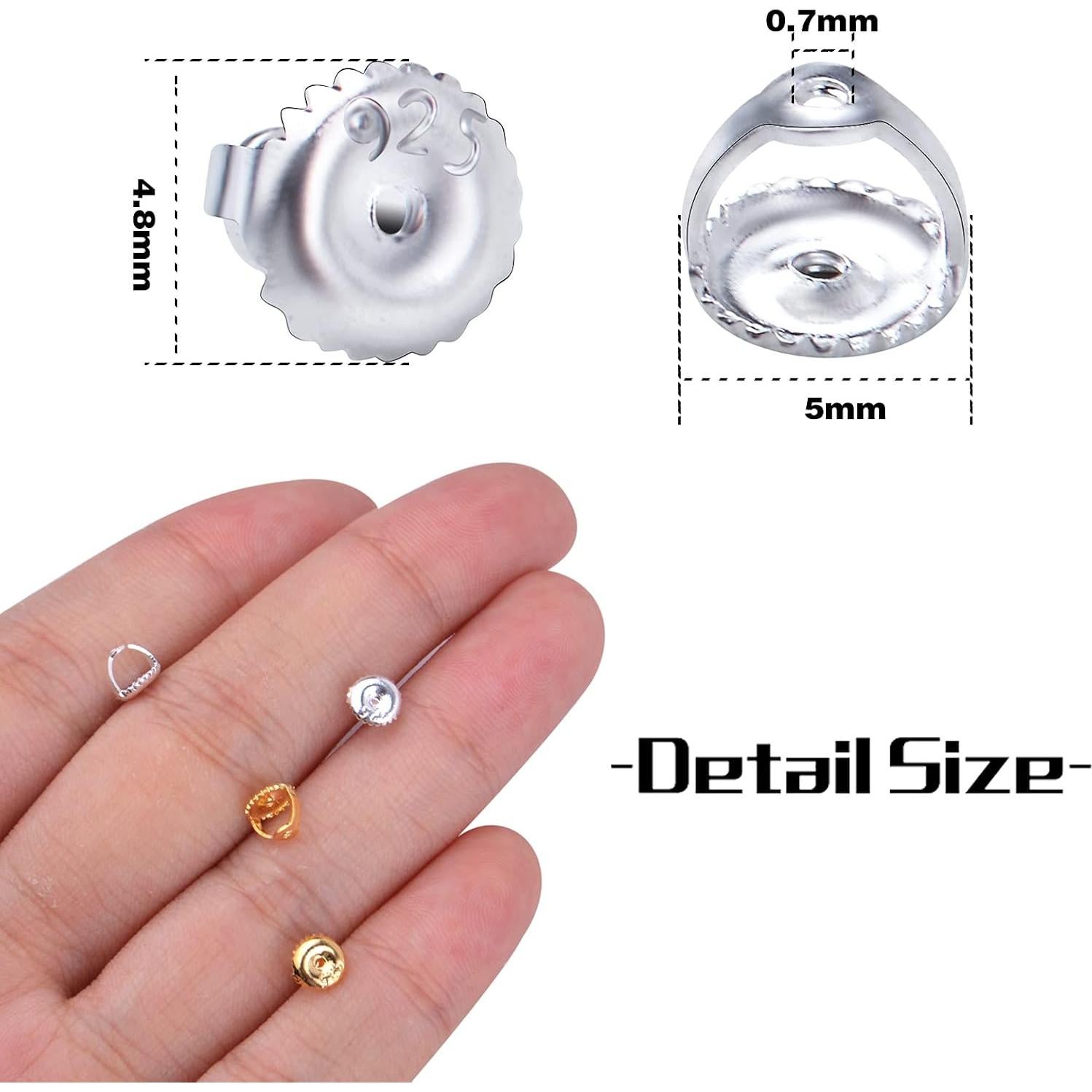 12 Respaldo de Aretes con Tornillo Hmjpng Oro 18K y Plata 925