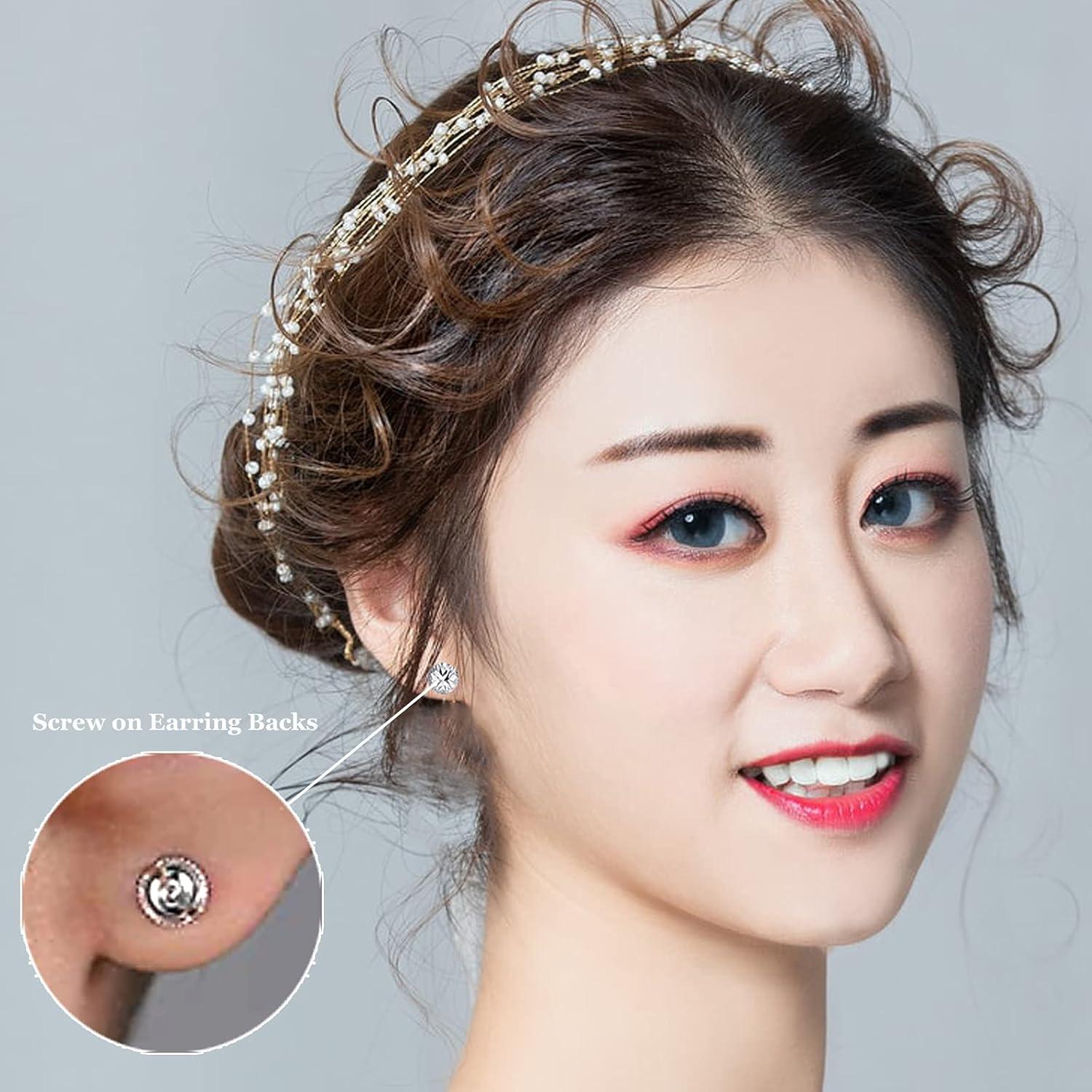 12 Respaldo de Aretes con Tornillo Hmjpng Oro 18K y Plata 925