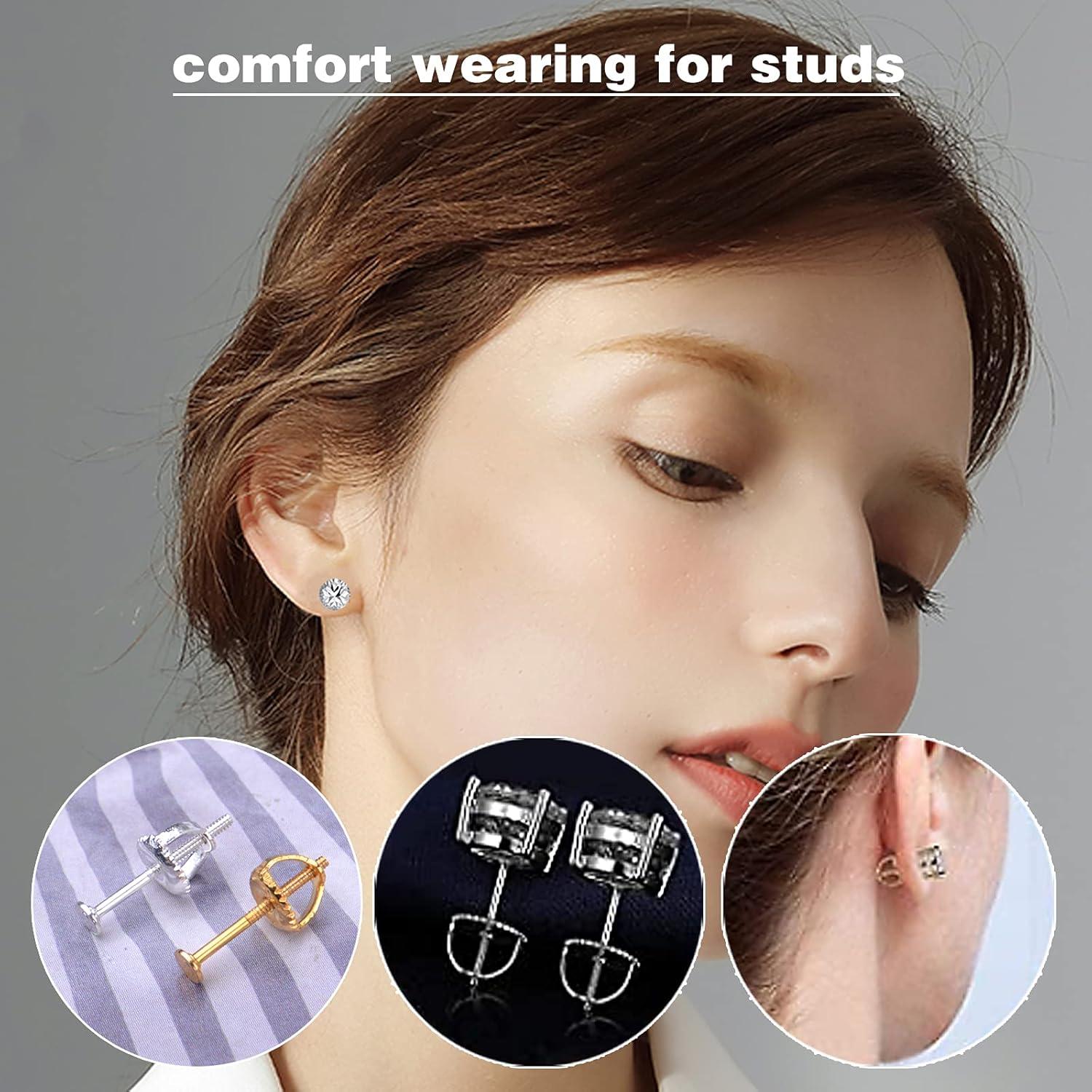 12 Respaldo de Aretes con Tornillo Hmjpng Oro 18K y Plata 925