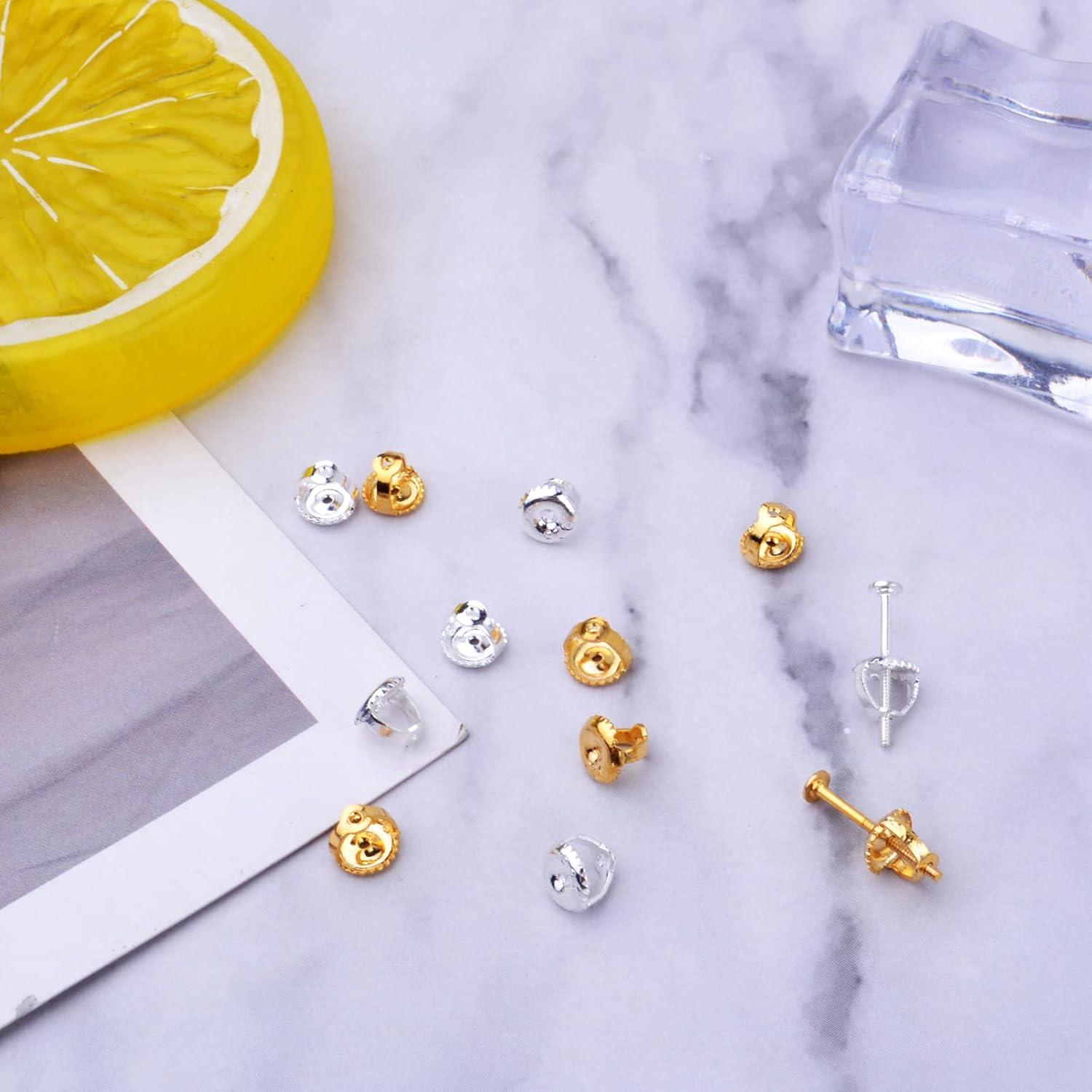 12 Respaldo de Aretes con Tornillo Hmjpng Oro 18K y Plata 925