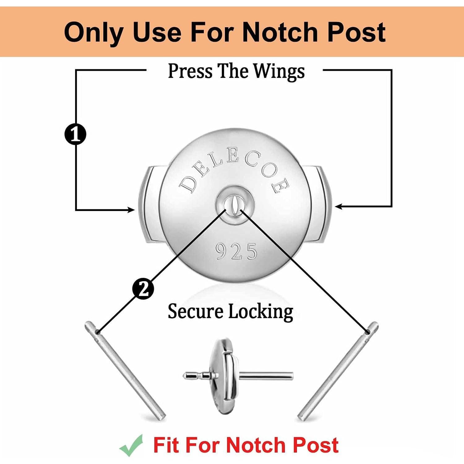 Respaldo de Aretes DELECOE 18K Oro Blanco Hipoalergénico 4 Piezas