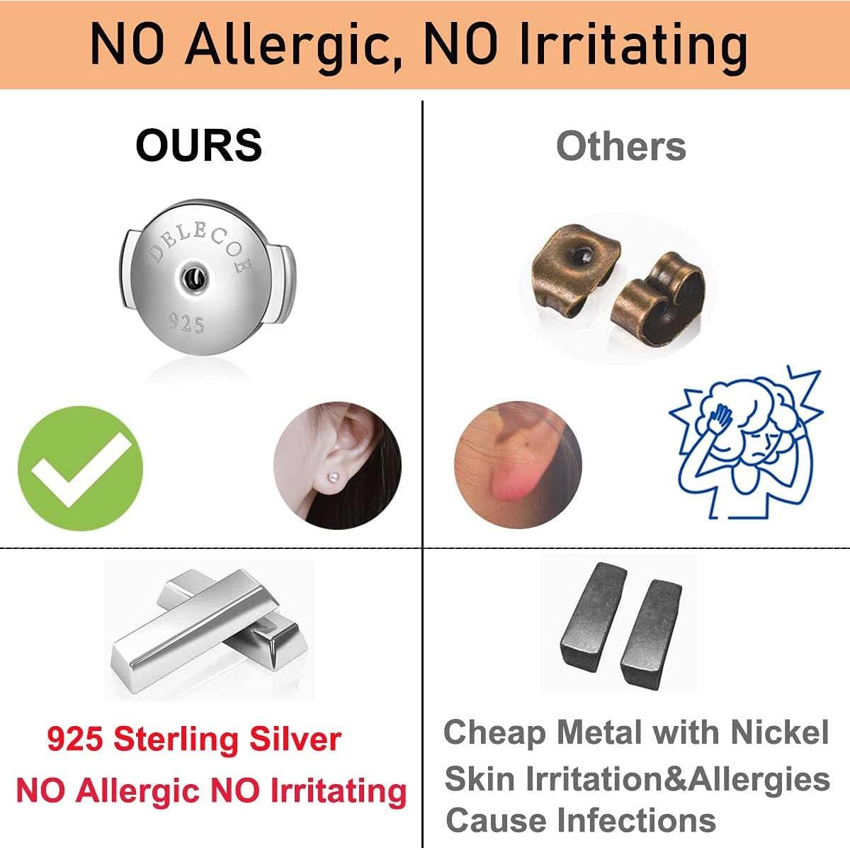 Respaldo de Aretes DELECOE 18K Oro Blanco Hipoalergénico 4 Piezas