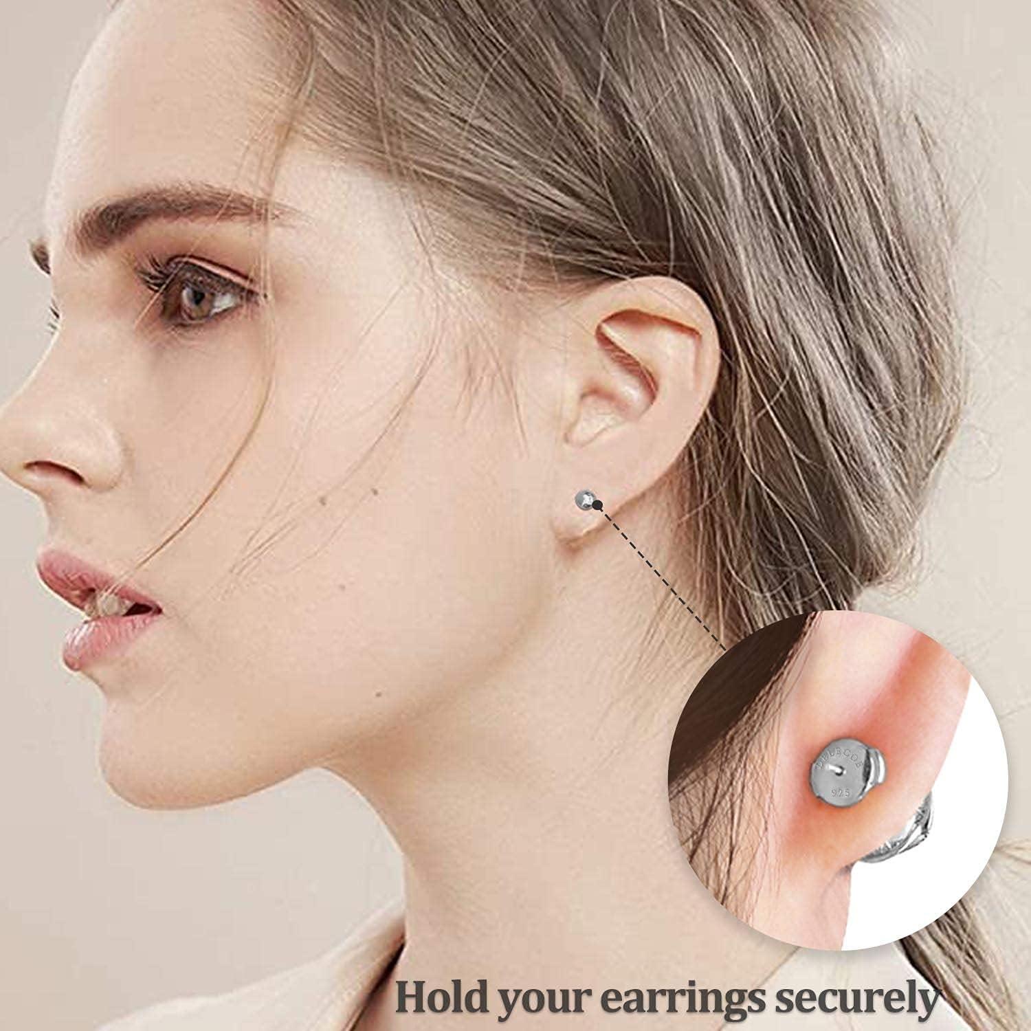 Respaldo de Aretes DELECOE 18K Oro Blanco Hipoalergénico 4 Piezas