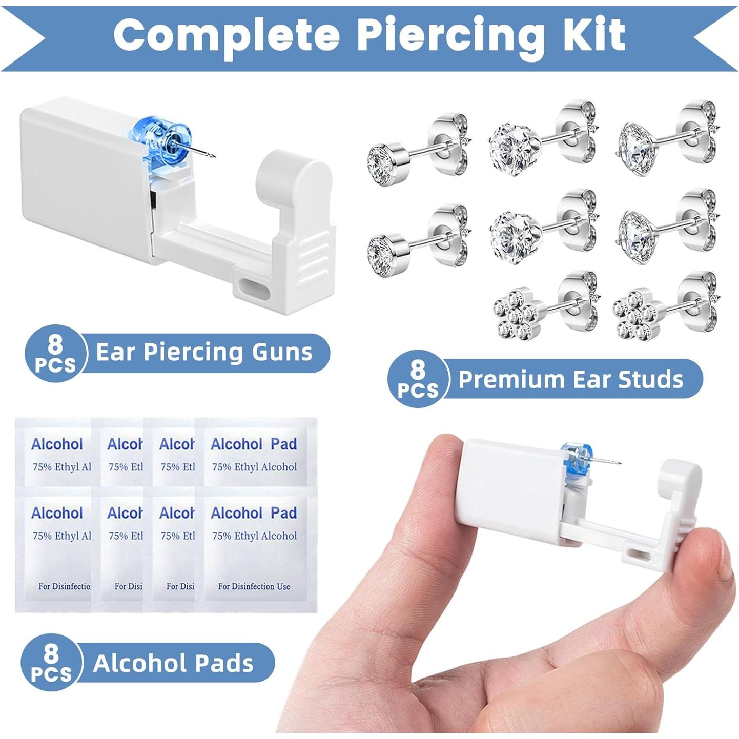 Kit de Perforación de Orejas TKKUY 24 Piezas con Aretes