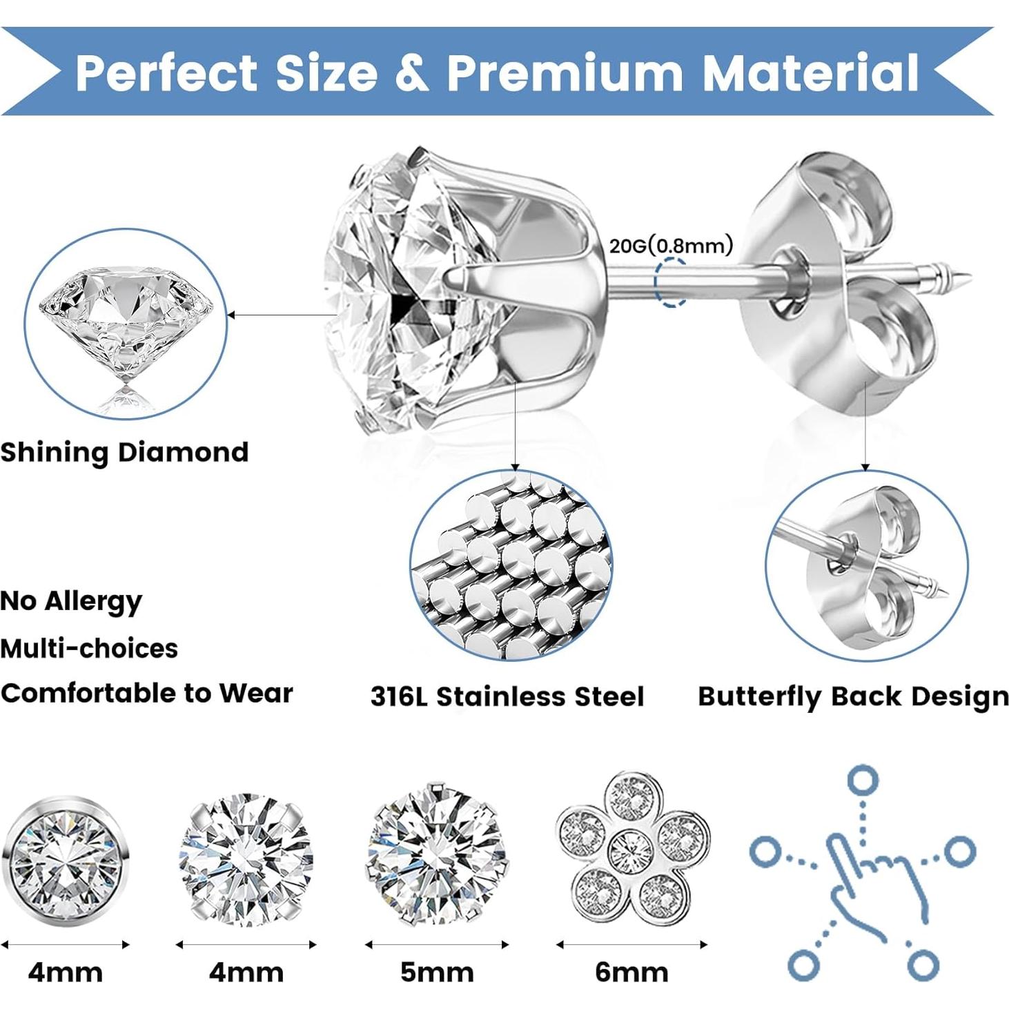 Kit de Perforación de Orejas TKKUY 24 Piezas con Aretes