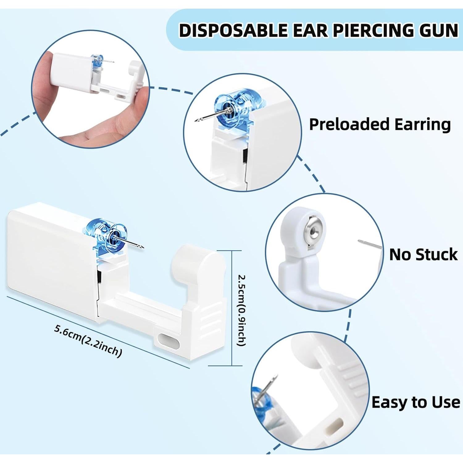 Kit de Perforación de Orejas TKKUY 24 Piezas con Aretes