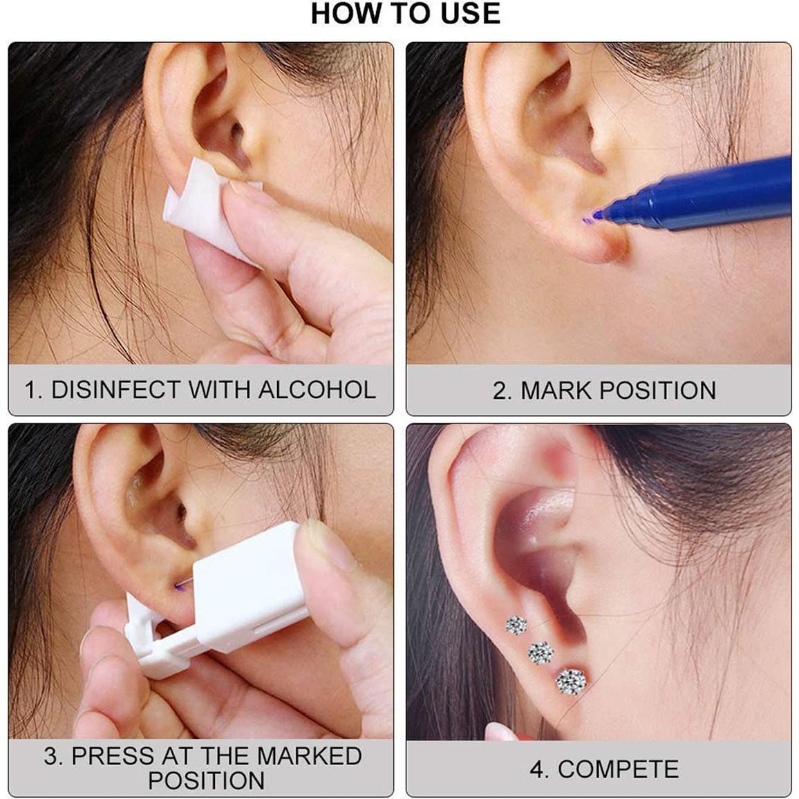 Kit de Perforación de Orejas SLVIEKAE 4 Paquetes 4mm