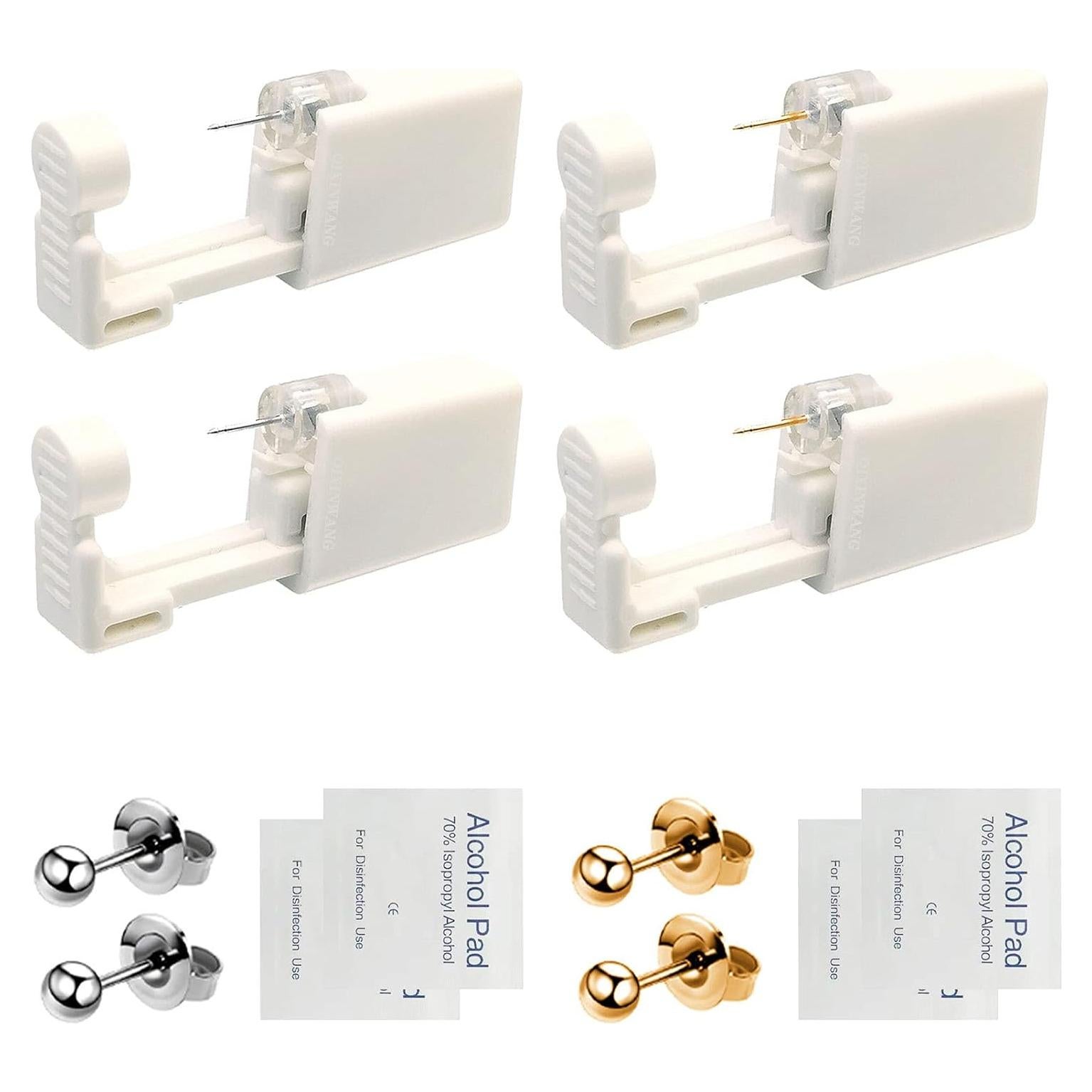 Kit de perforación de orejas desechable QIXINWANG 4 PCS con aretes