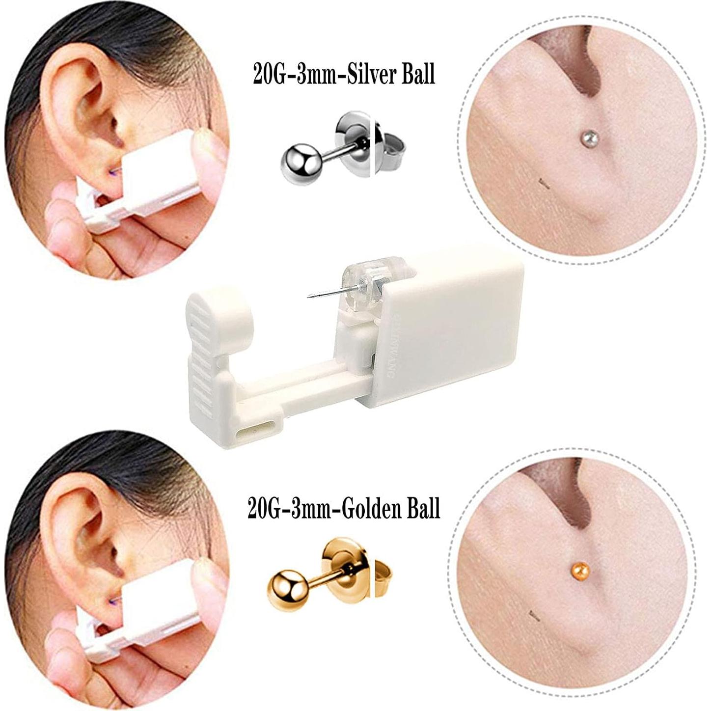 Kit de perforación de orejas desechable QIXINWANG 4 PCS con aretes