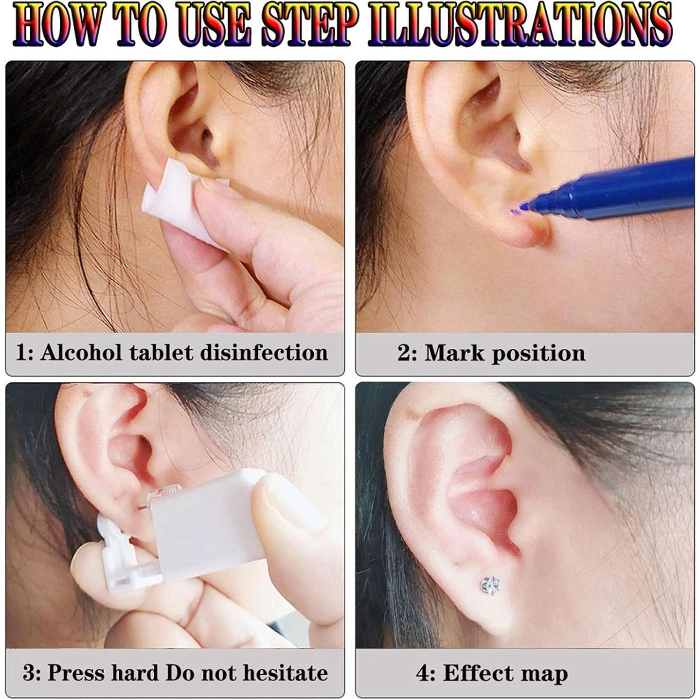 Kit de perforación de orejas desechable QIXINWANG 4 PCS con aretes