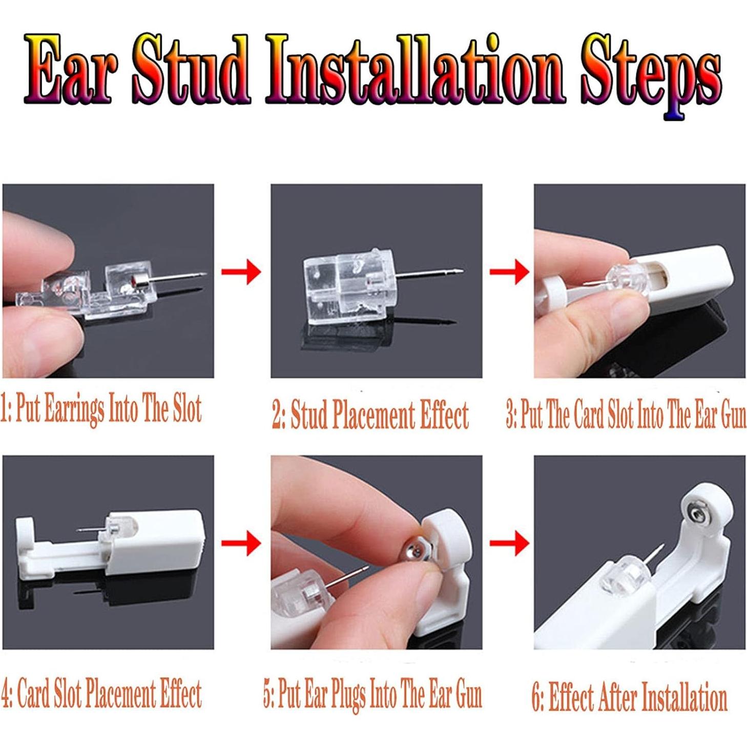 Kit de perforación de orejas desechable QIXINWANG 4 PCS con aretes