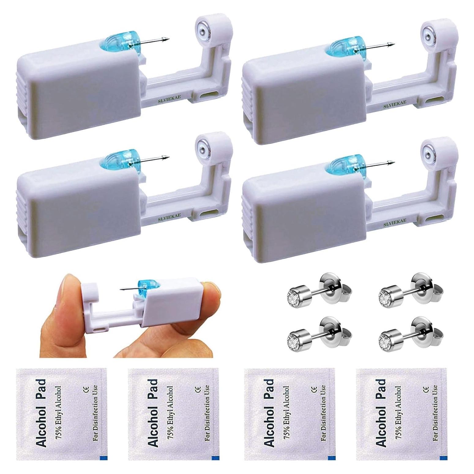 Kit de Perforación de Orejas SLVIEKAE con Aretes de CZ 3mm