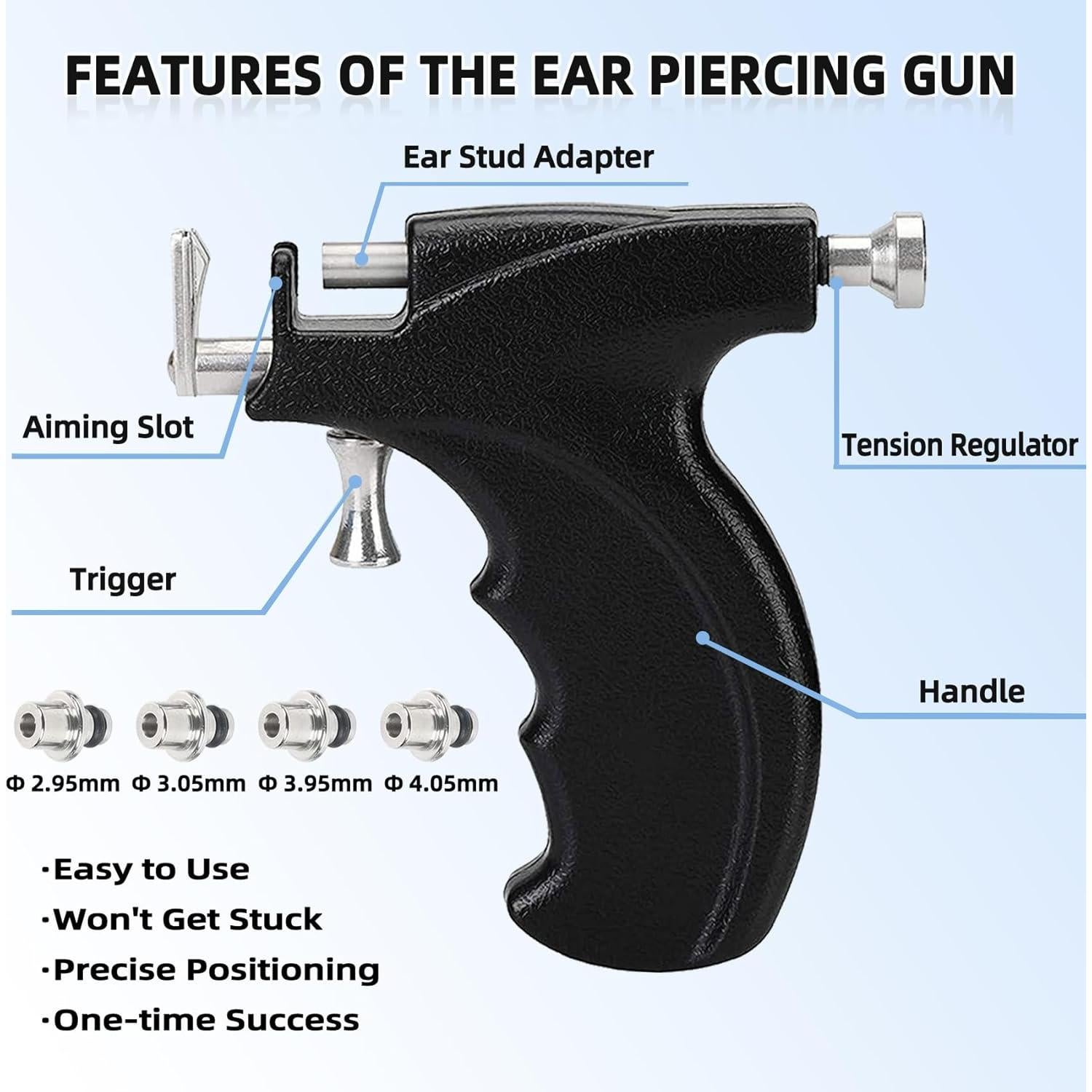 Kit de Perforación de Orejas Zygc con 18 Aretes y Pistola
