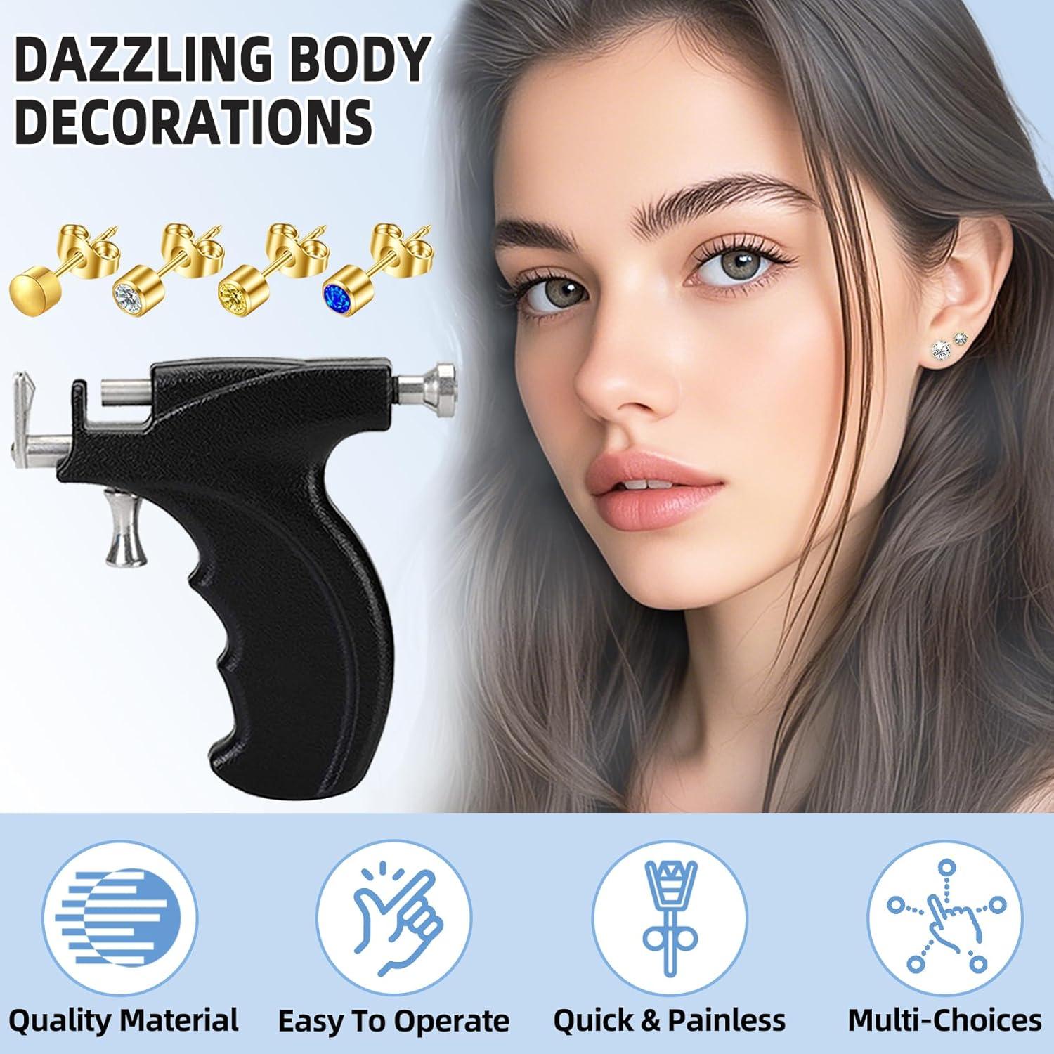 Kit de Perforación de Orejas Zygc con 18 Aretes y Pistola