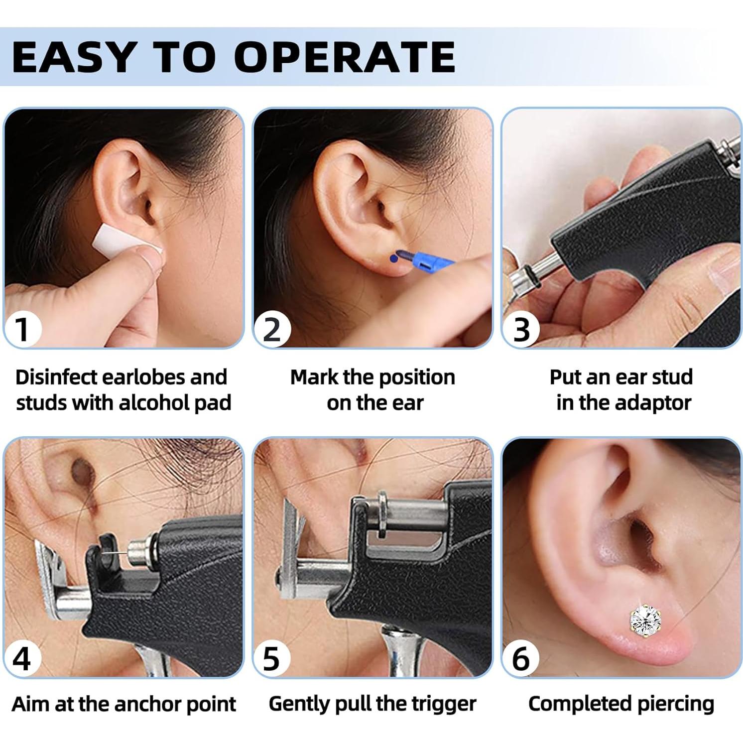 Kit de Perforación de Orejas Zygc con 18 Aretes y Pistola