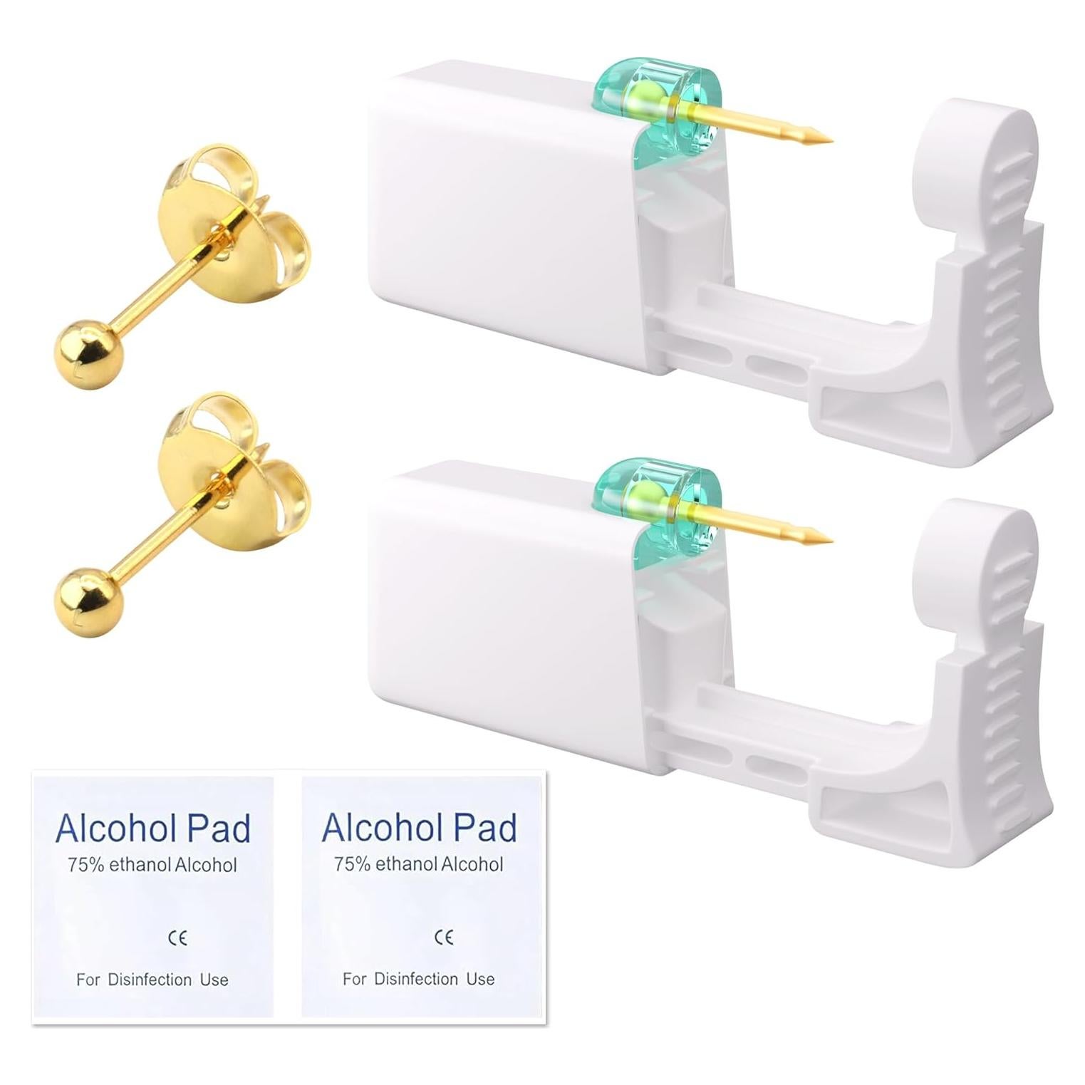 Kit de Perforación de Orejas YINPAD 2 pcs con Aretes Dorados 3 mm