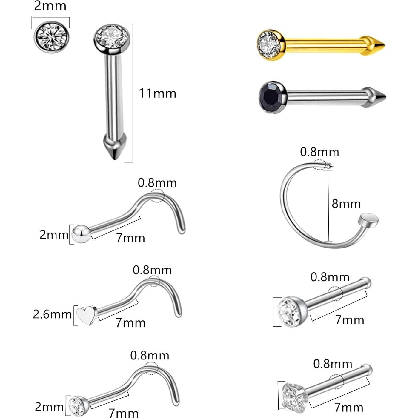 Kit de Piercing de Nariz HYJLPAF - 3 Pistolas Desechables con Studs