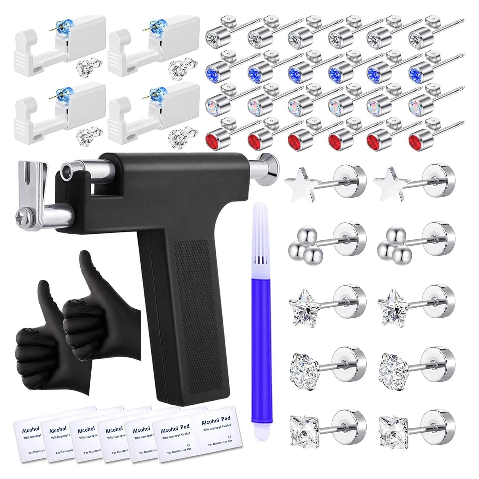 Kit de Perforación de Orejas Zygc 58 Piezas con Aretes Circonita