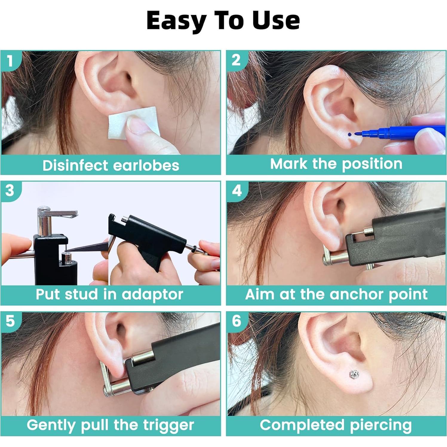 Kit de Perforación de Orejas Zygc 58 Piezas con Aretes Circonita