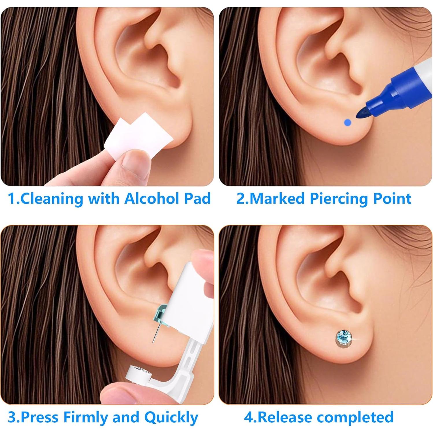 Kit de Perforación de Orejas YINPAD - 8 Aretes y Alcohol