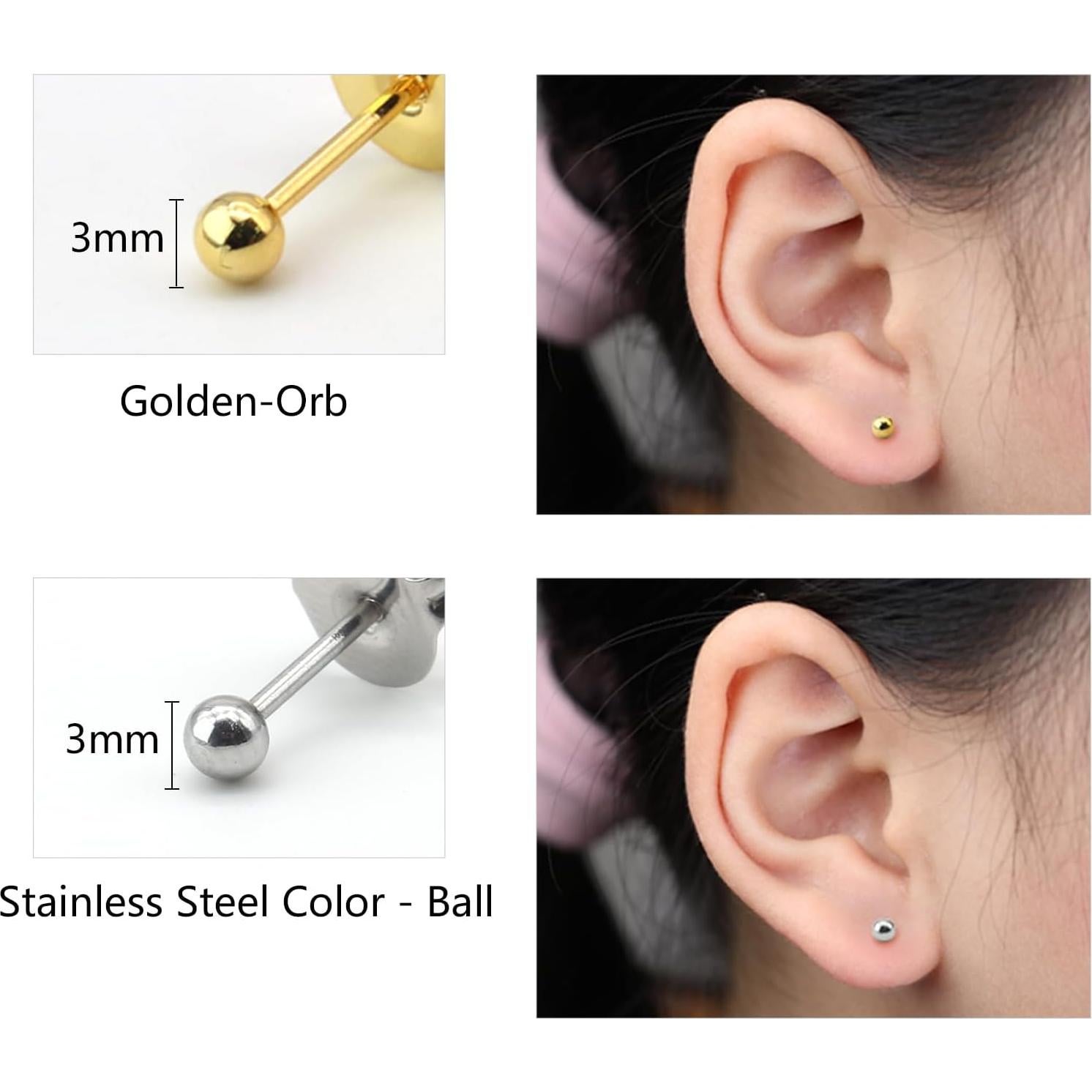 Kit de Perforación de Orejas YINPAD - 8 Aretes y Alcohol