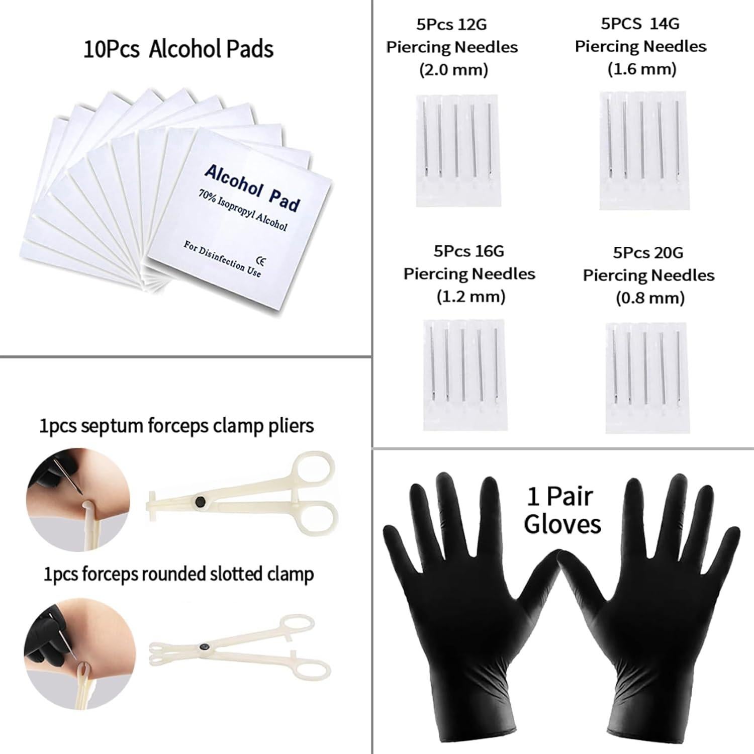 Kit de Piercing Profesional 100 Piezas Joyería y Herramientas