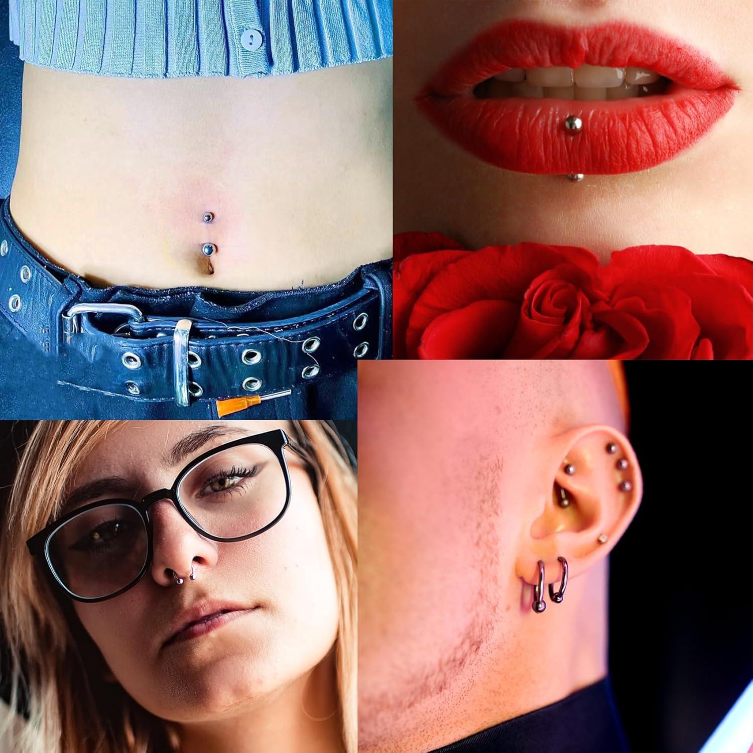 Kit de Piercing Profesional 100 Piezas Joyería y Herramientas