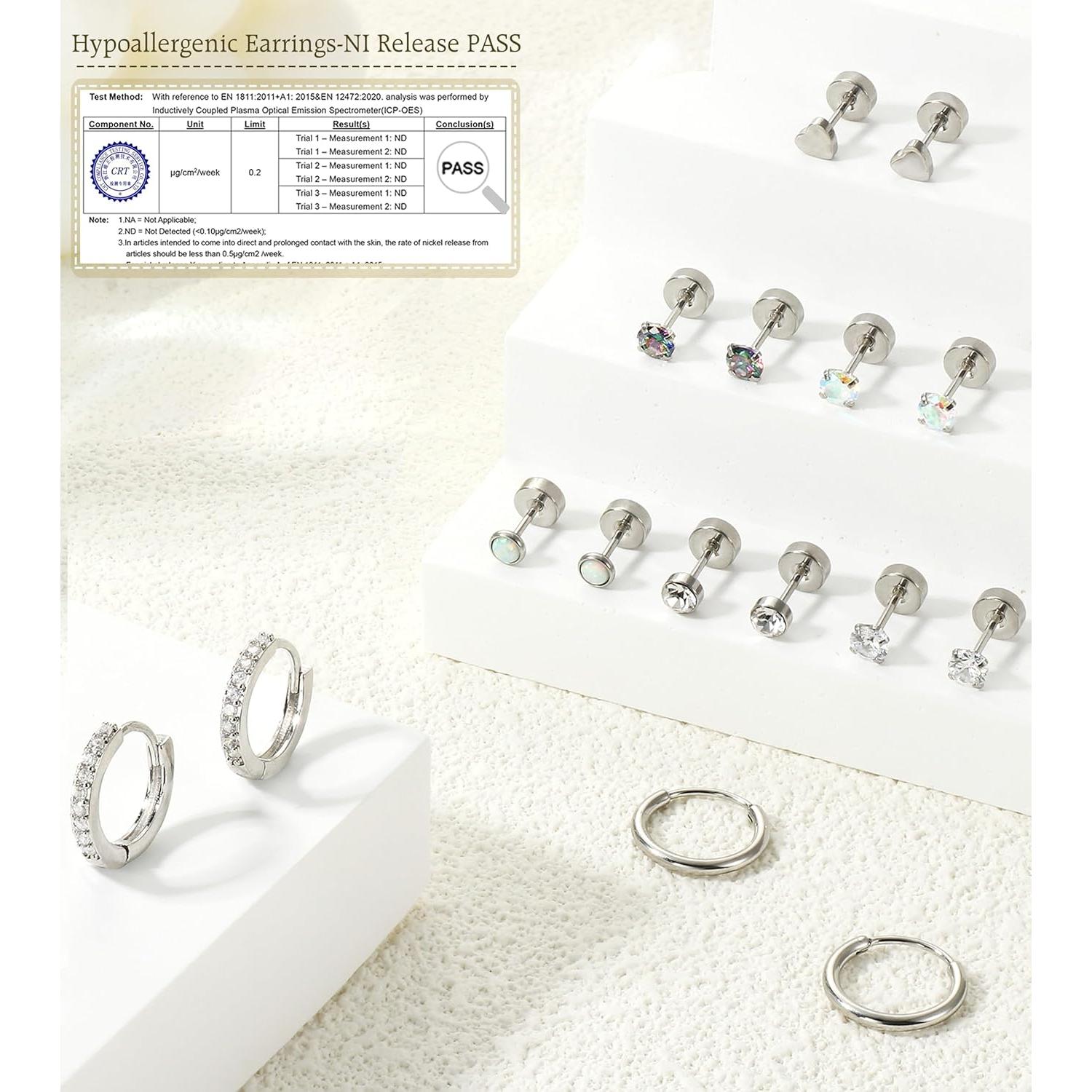 Aros hipoalergénicos LOLIAS de acero quirúrgico 20G para mujeres