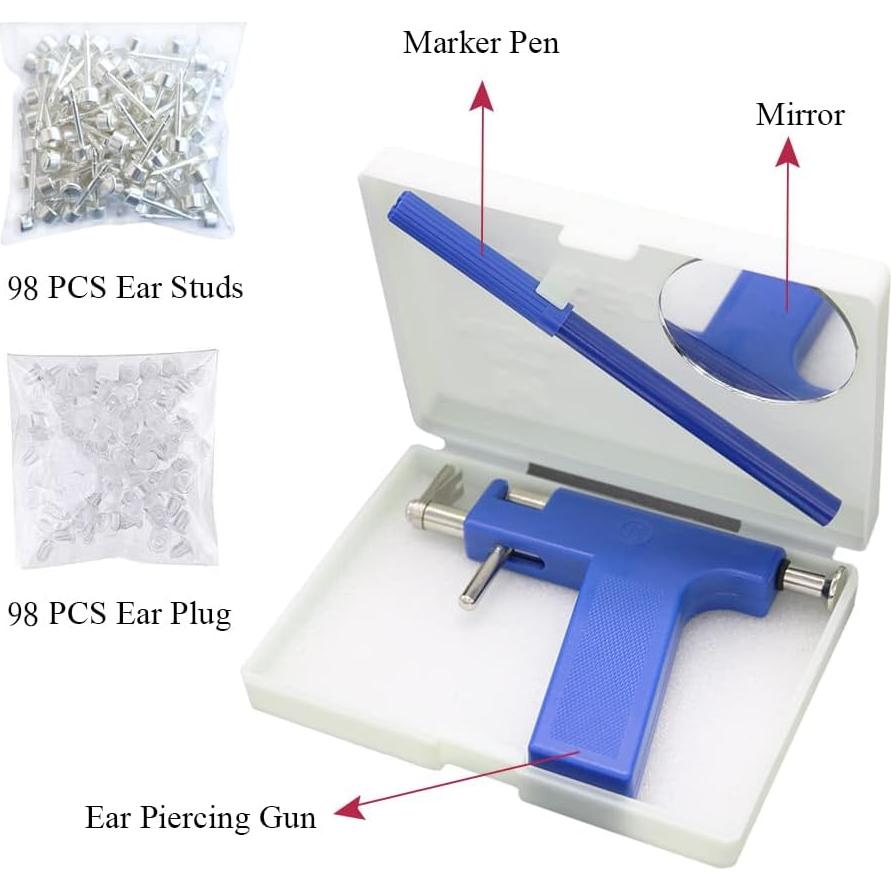 Kit de perforación de orejas Hotorda con 98 pendientes de acero