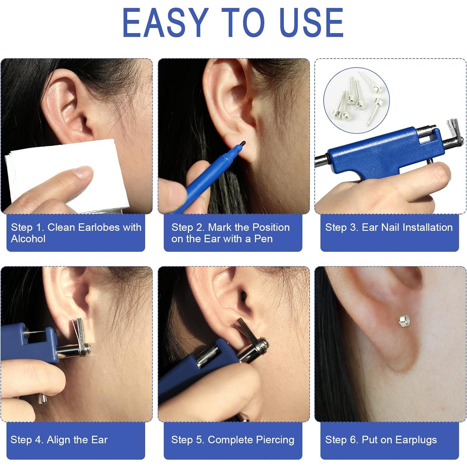 Kit de perforación de orejas Hotorda con 98 pendientes de acero