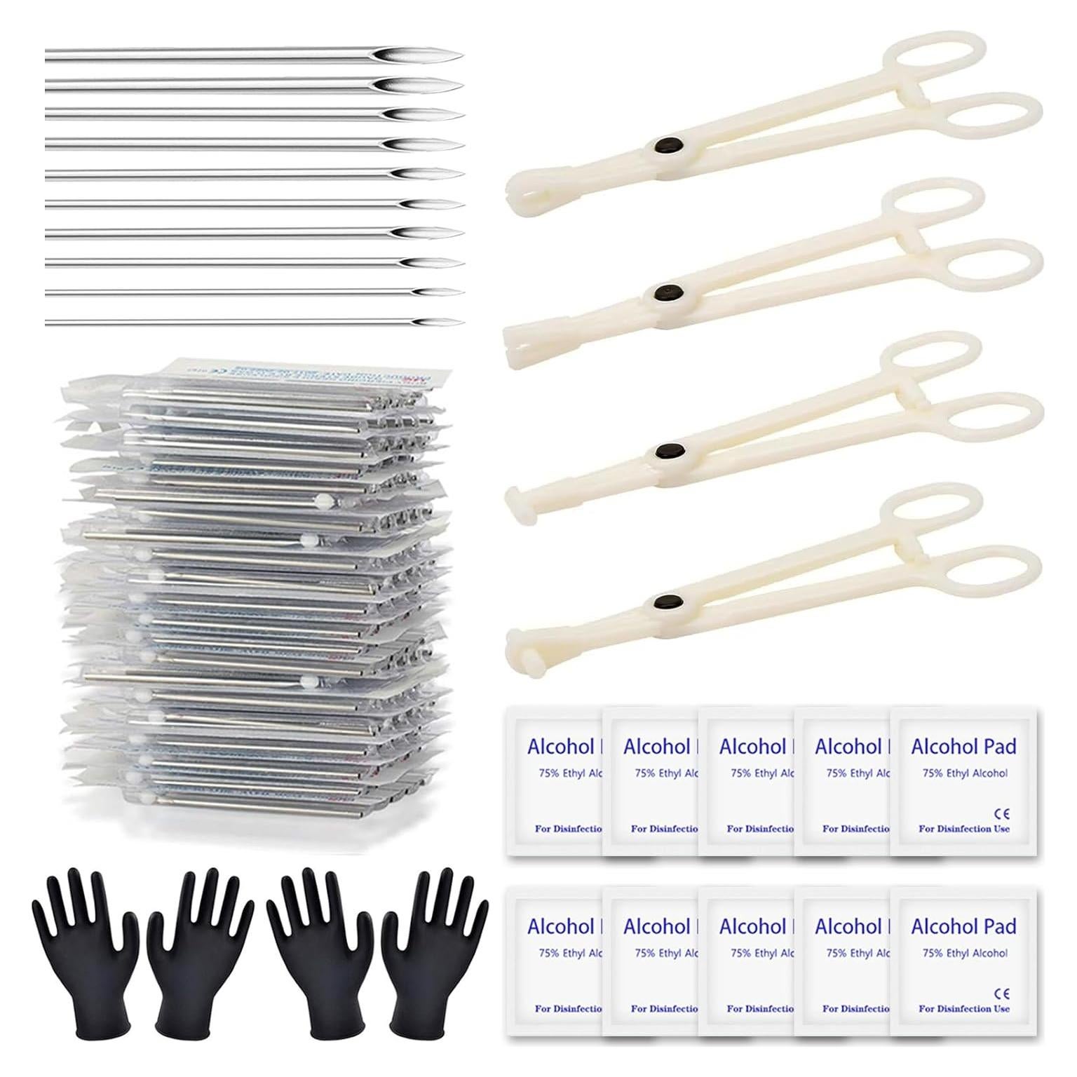 Kit de Piercing Rayyl 42 Piezas con Agujas y Pinzas Desechables