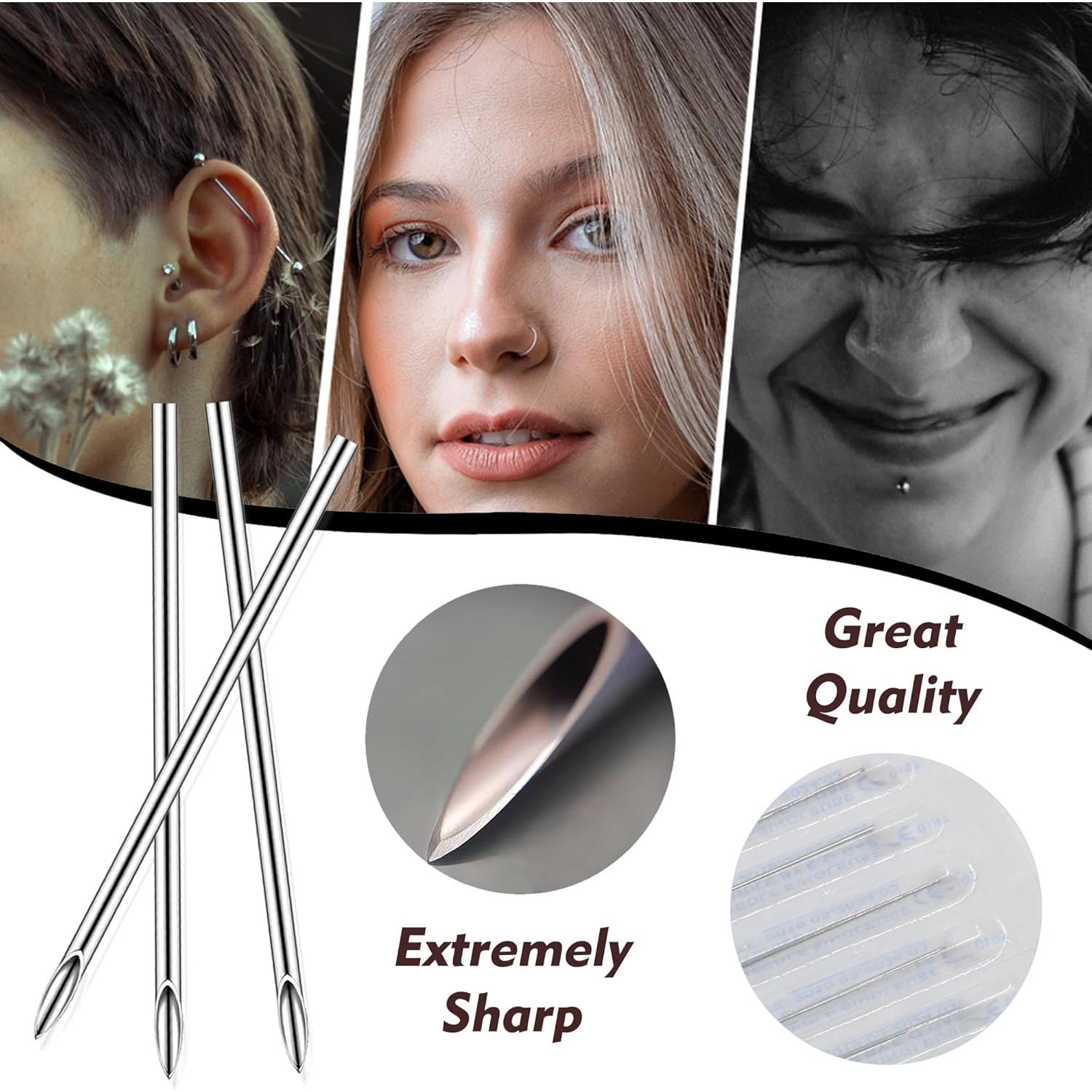 Kit de Piercing Rayyl 42 Piezas con Agujas y Pinzas Desechables