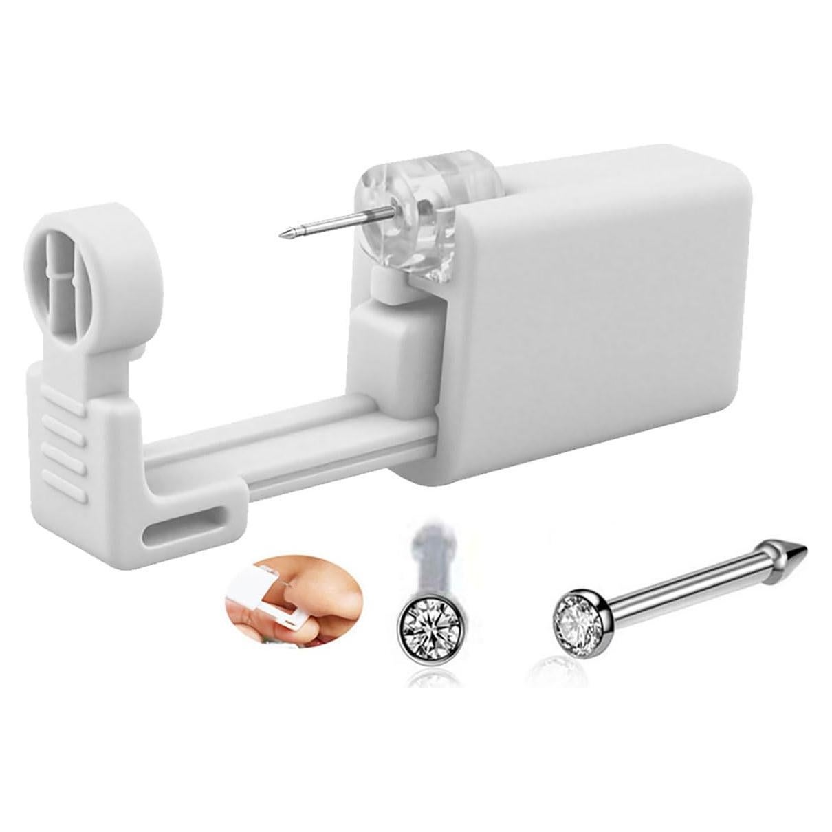 Kit de perforación de nariz SLVIEKAE - Pistola blanca, 1 uso