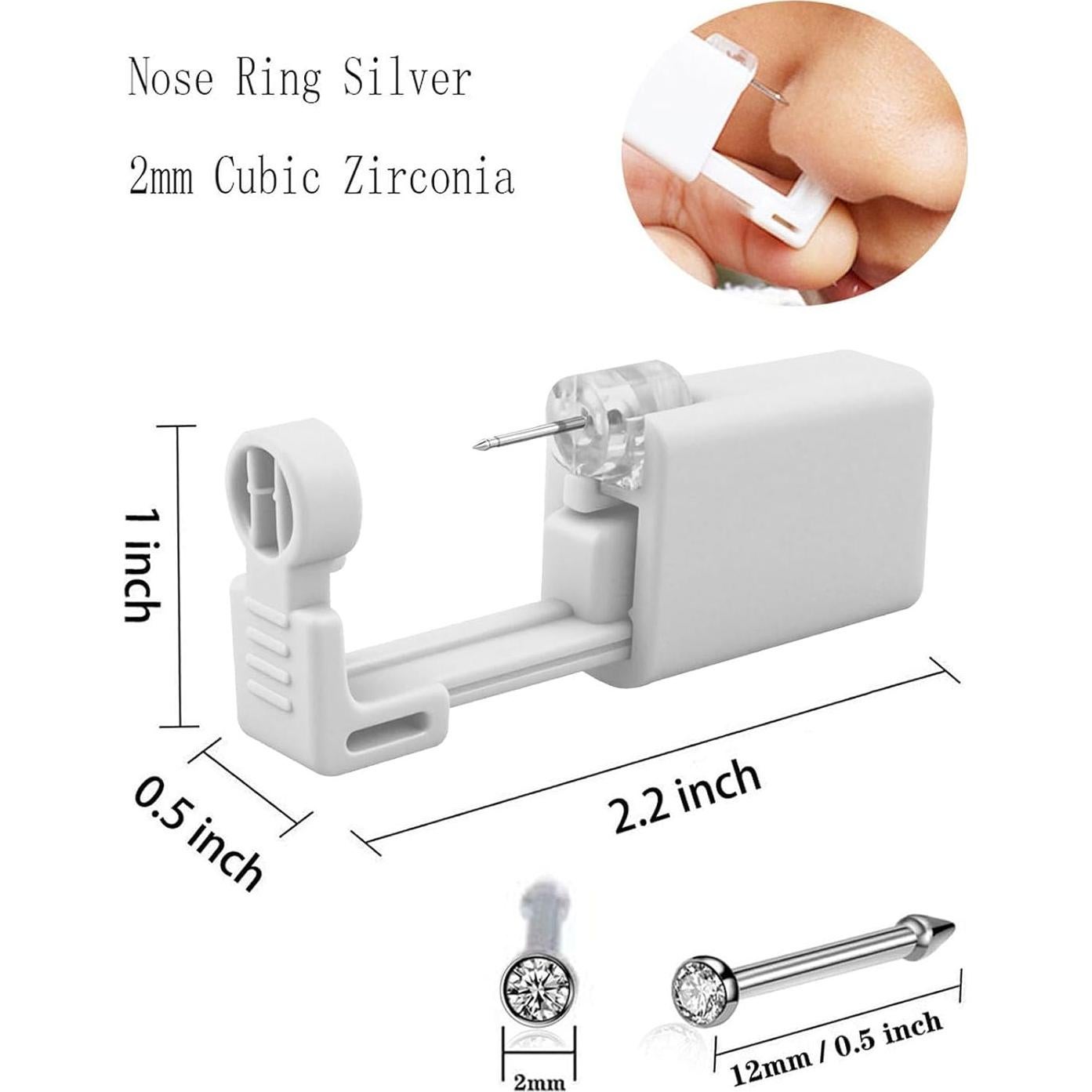 Kit de perforación de nariz SLVIEKAE - Pistola blanca, 1 uso