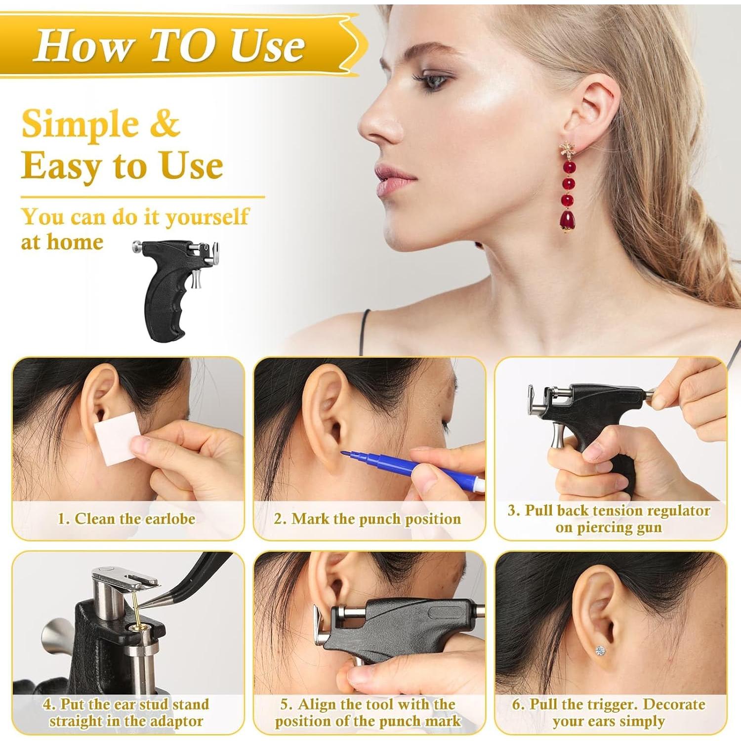 Kit de Perforación de Oídos Evatage con Pendientes Coloridos