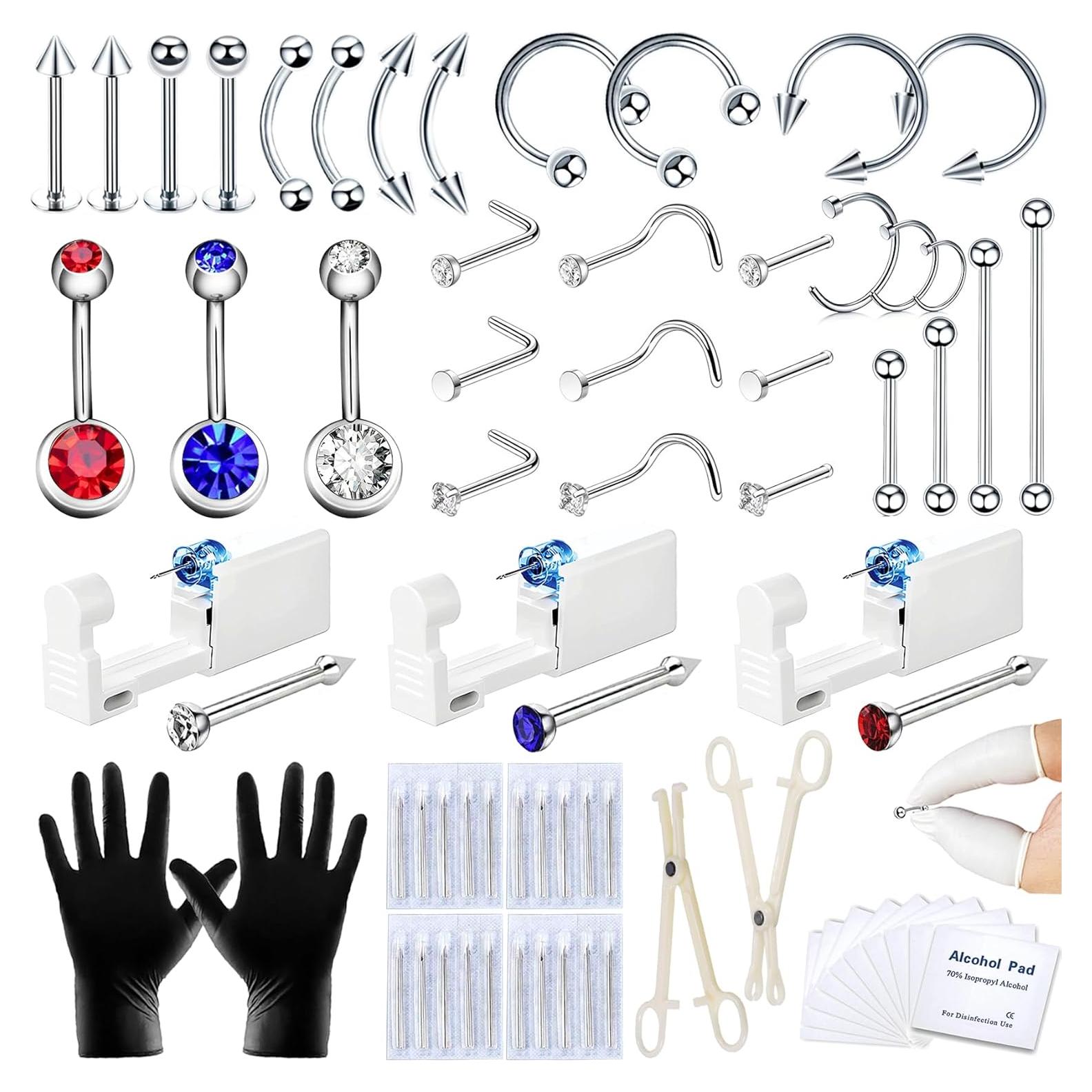 Kit de Perforación Corporal 70 Piezas TKKUY - Acero Inoxidable