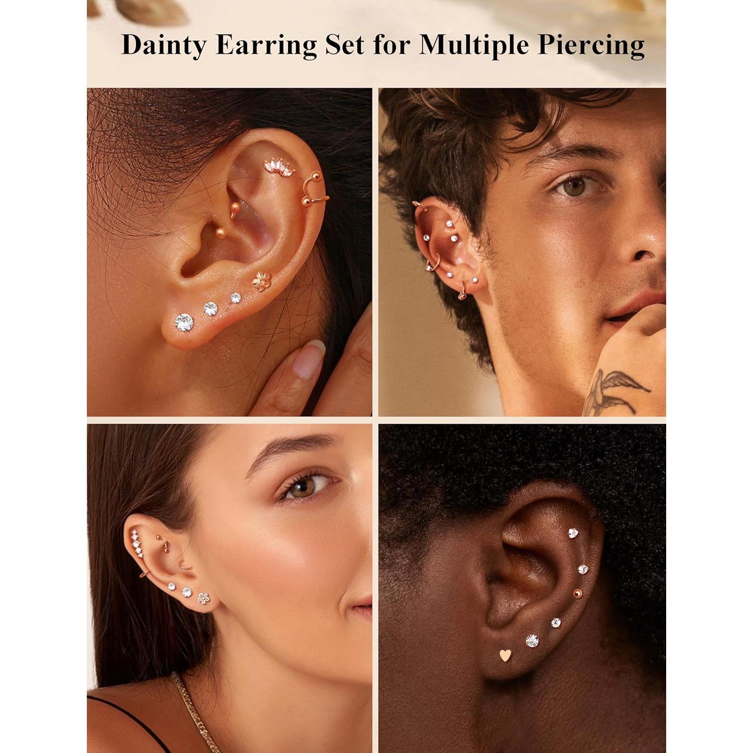 JeryWe 27 Piezas Pendientes de Cartílago Acero Inoxidable