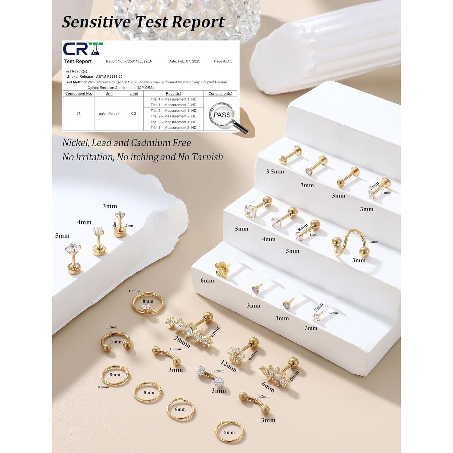 JeryWe 27 Piezas Pendientes de Cartílago Acero Inoxidable