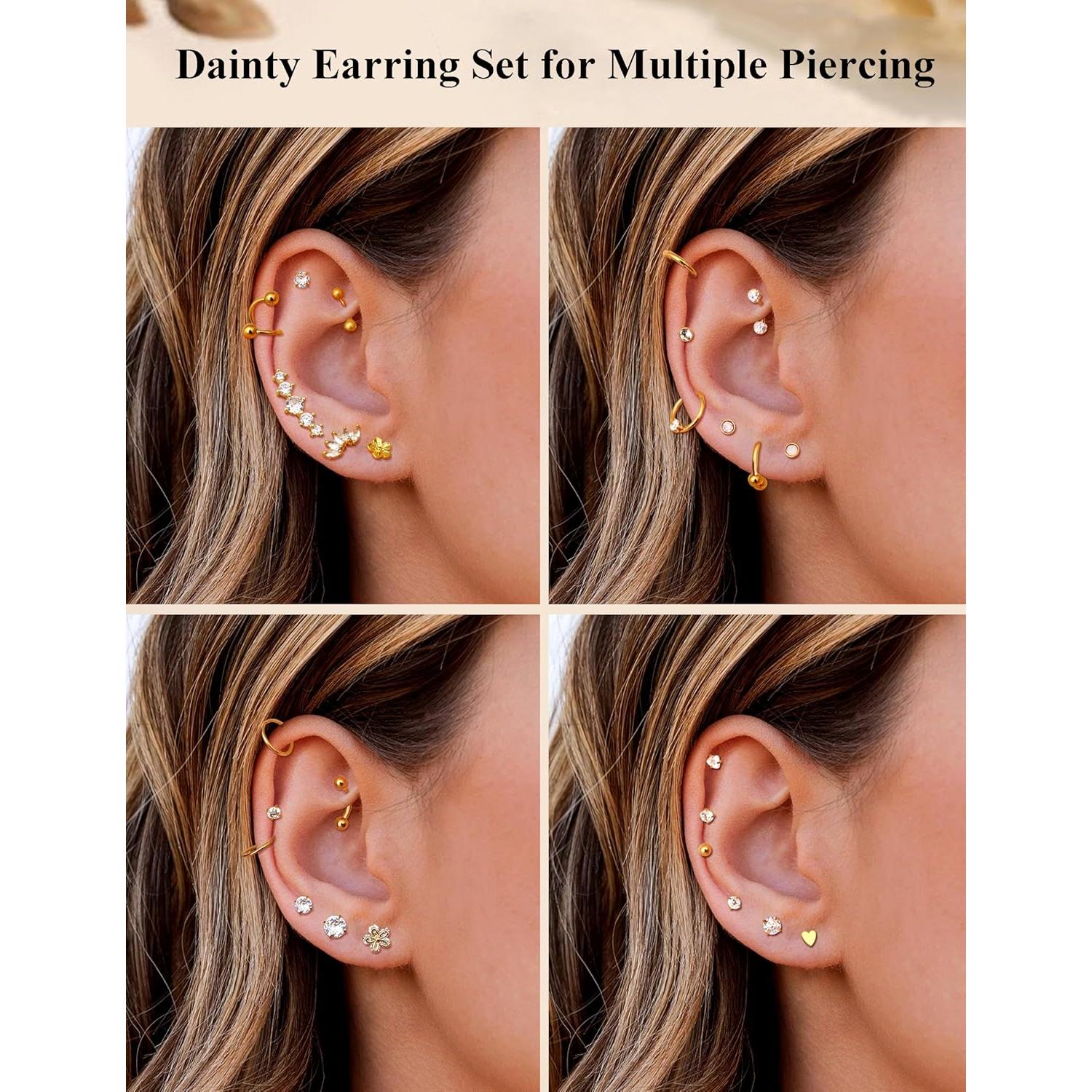 JeryWe 27 Piezas Pendientes de Cartílago Acero Inoxidable