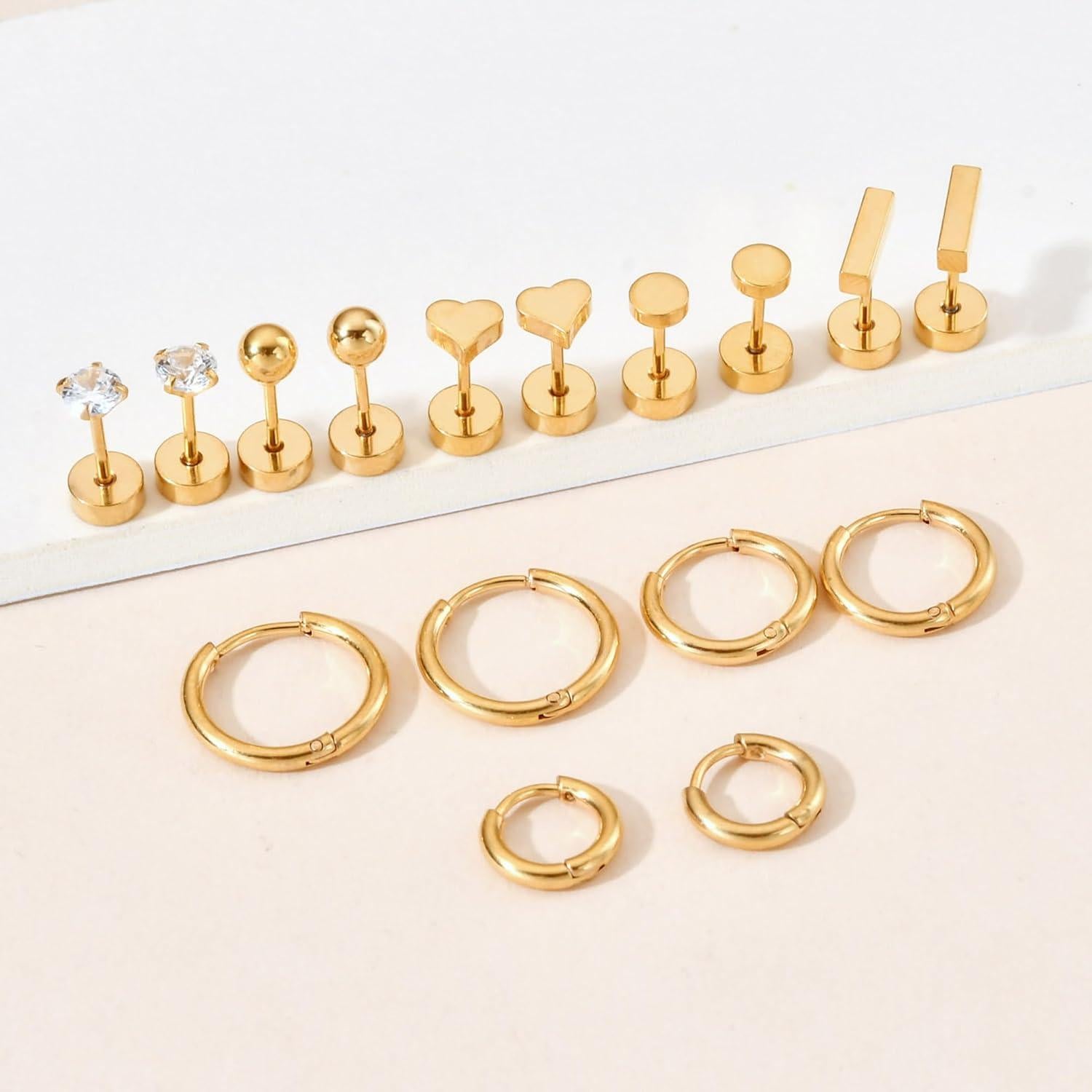 Set de Pendientes Hipoalergénicos Acero Quirúrgico 8 Pares