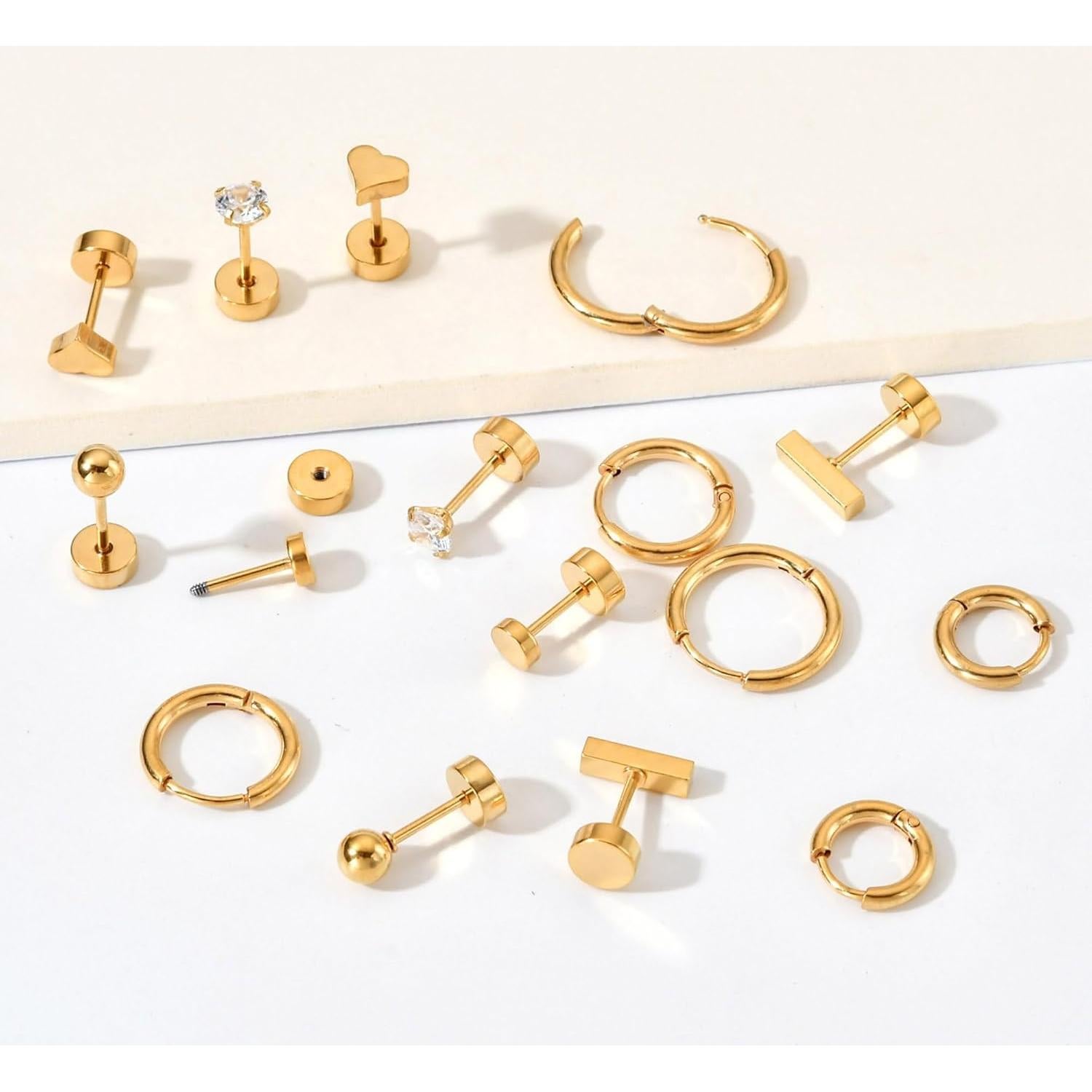 Set de Pendientes Hipoalergénicos Acero Quirúrgico 8 Pares