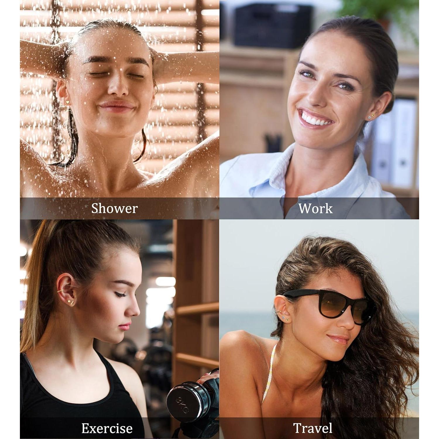 Set de Pendientes Hipoalergénicos Acero Quirúrgico 8 Pares